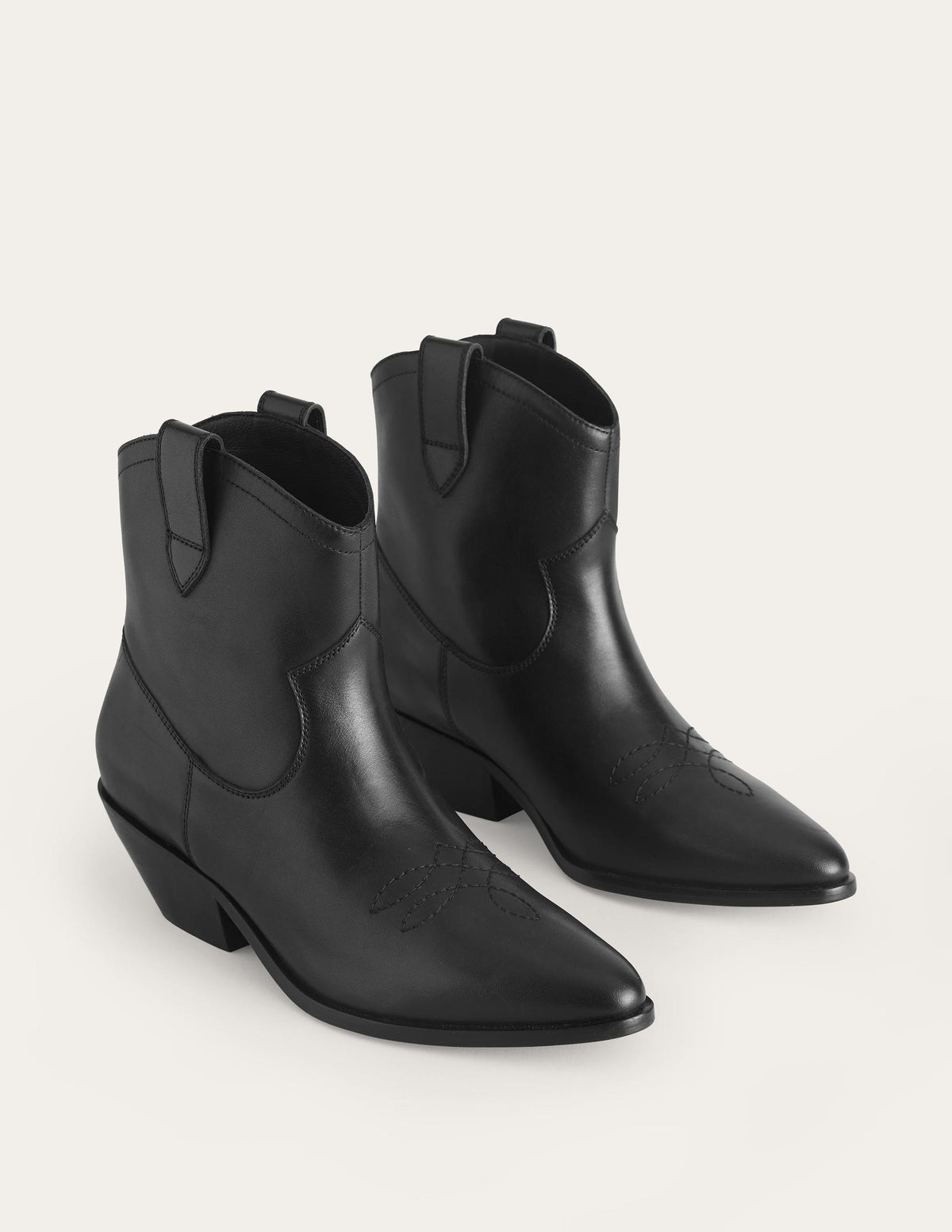Western-Boots aus Veloursleder mit niedrigem Absatz-Schwarzes Leder - Image 3