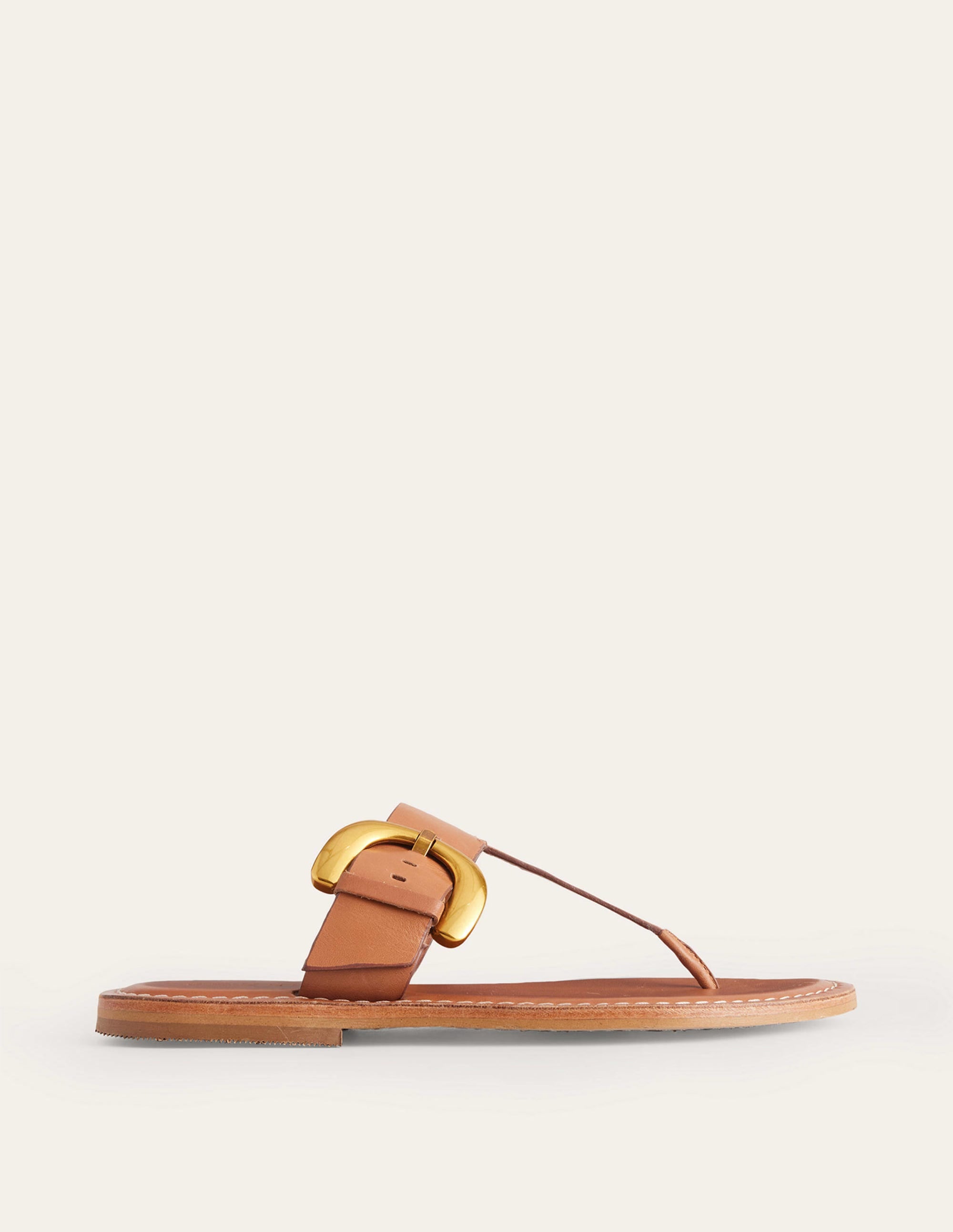 Buckled Toe-Post Sandals-Tan - Image 2