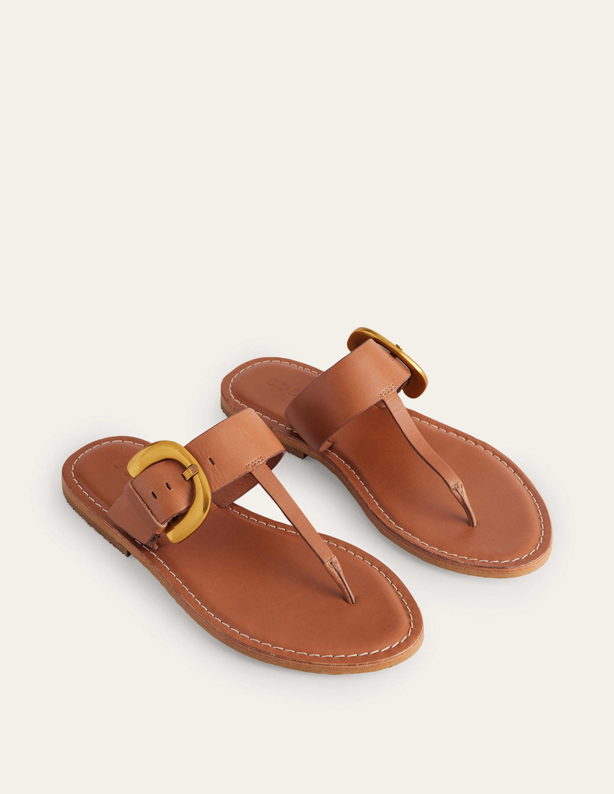 Buckled Toe-Post Sandals-Tan - Image 3