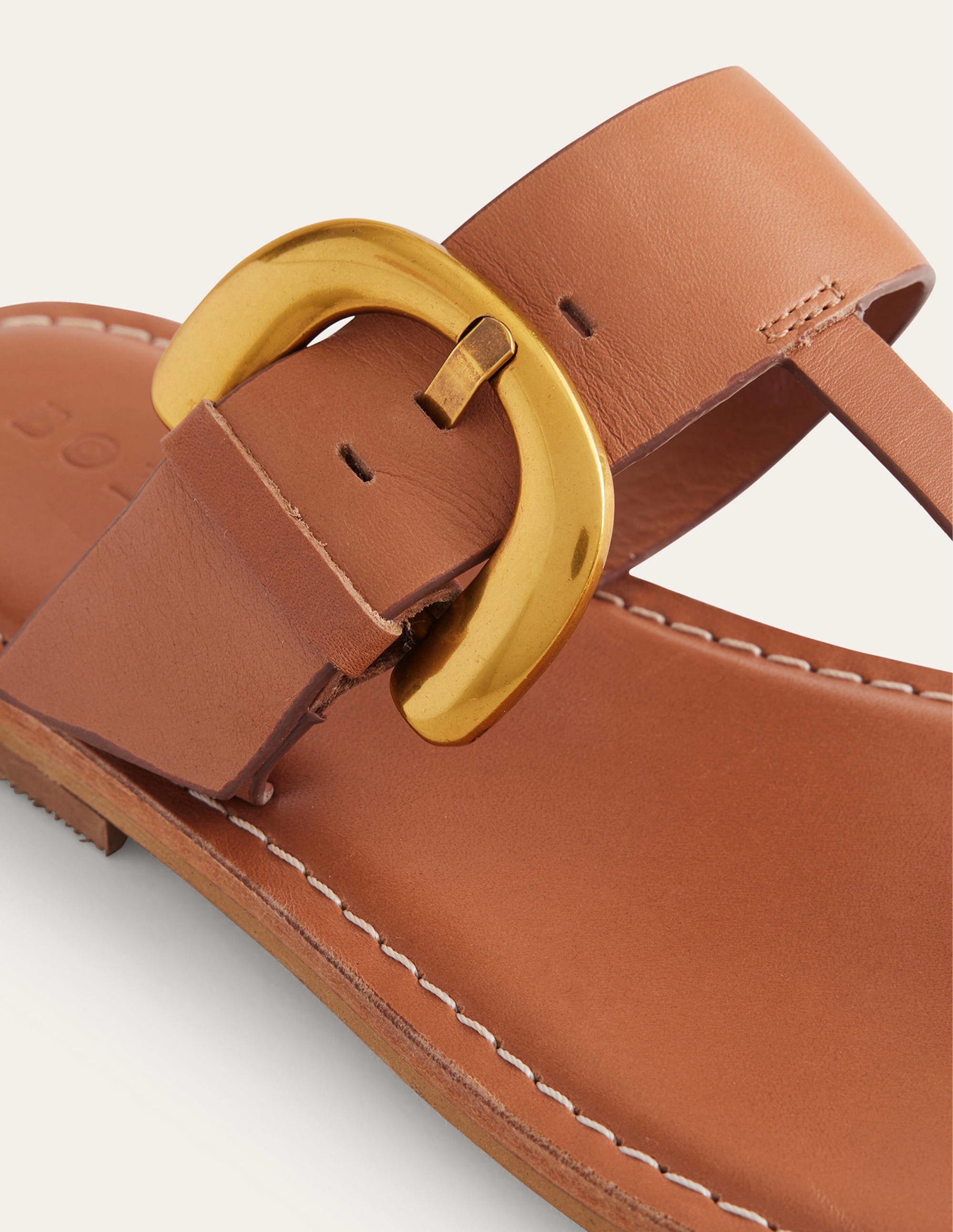 Buckled Toe-Post Sandals-Tan - Image 4