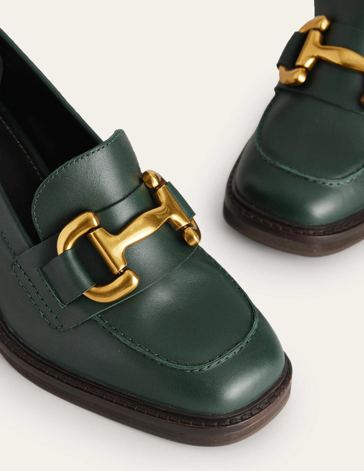 Mocassins à talons Iris avec mors décoratif-Cuir vert foncé - Image 4