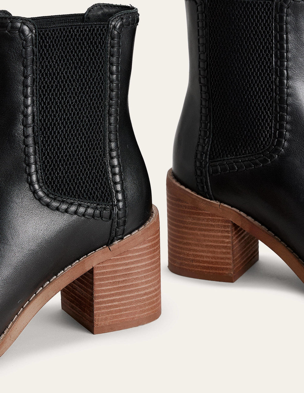 Bottines Chelsea à talons carrés-Noir-4