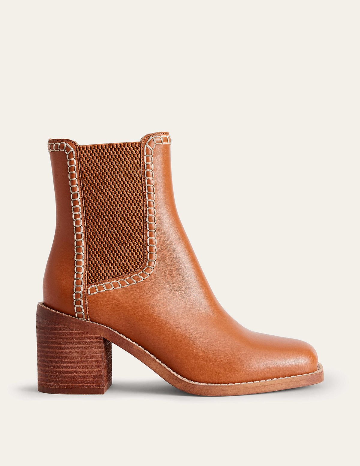 Chelsea-Boots mit Blockabsatz-Honig - Image 2