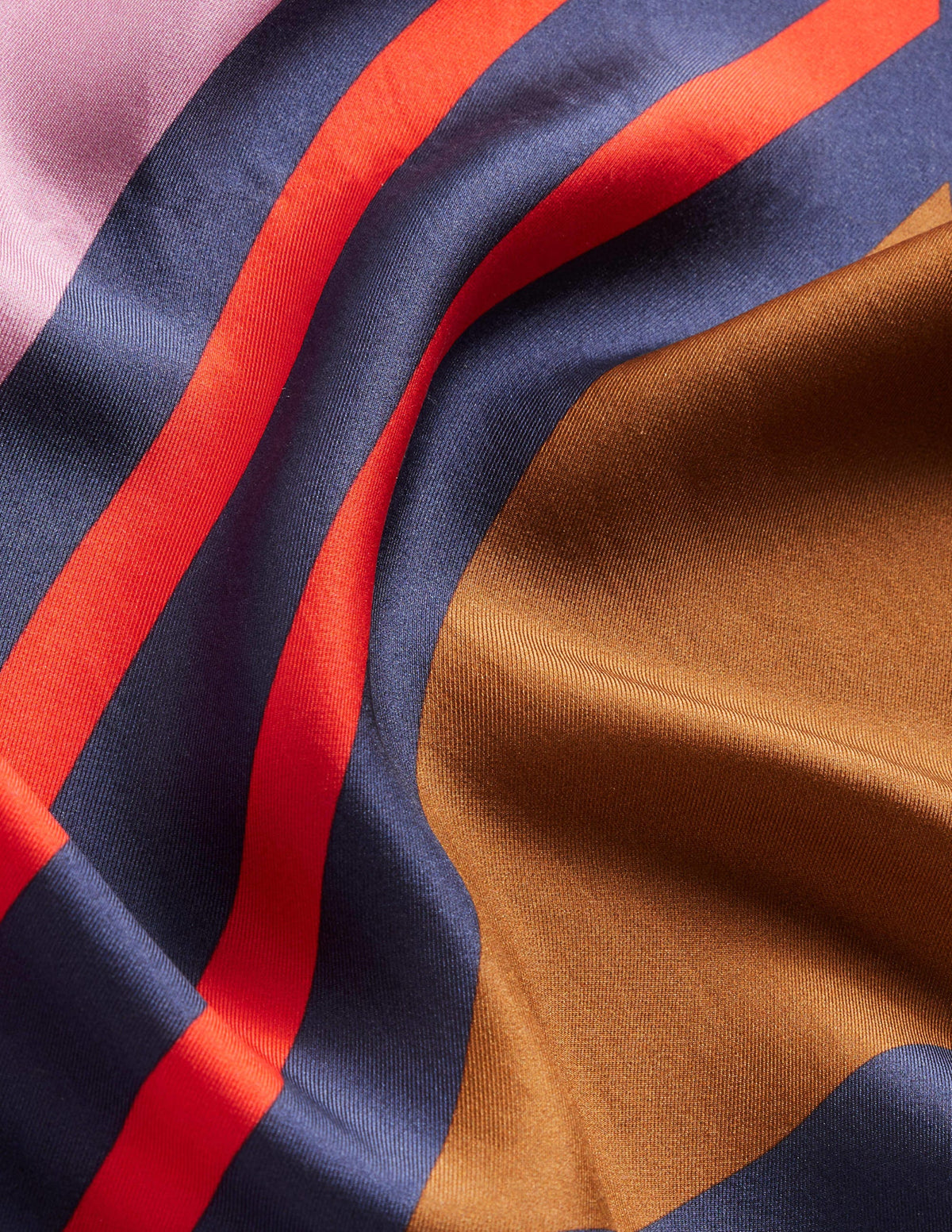 Foulard carré Elisabeth en soie-Rayé multi-3