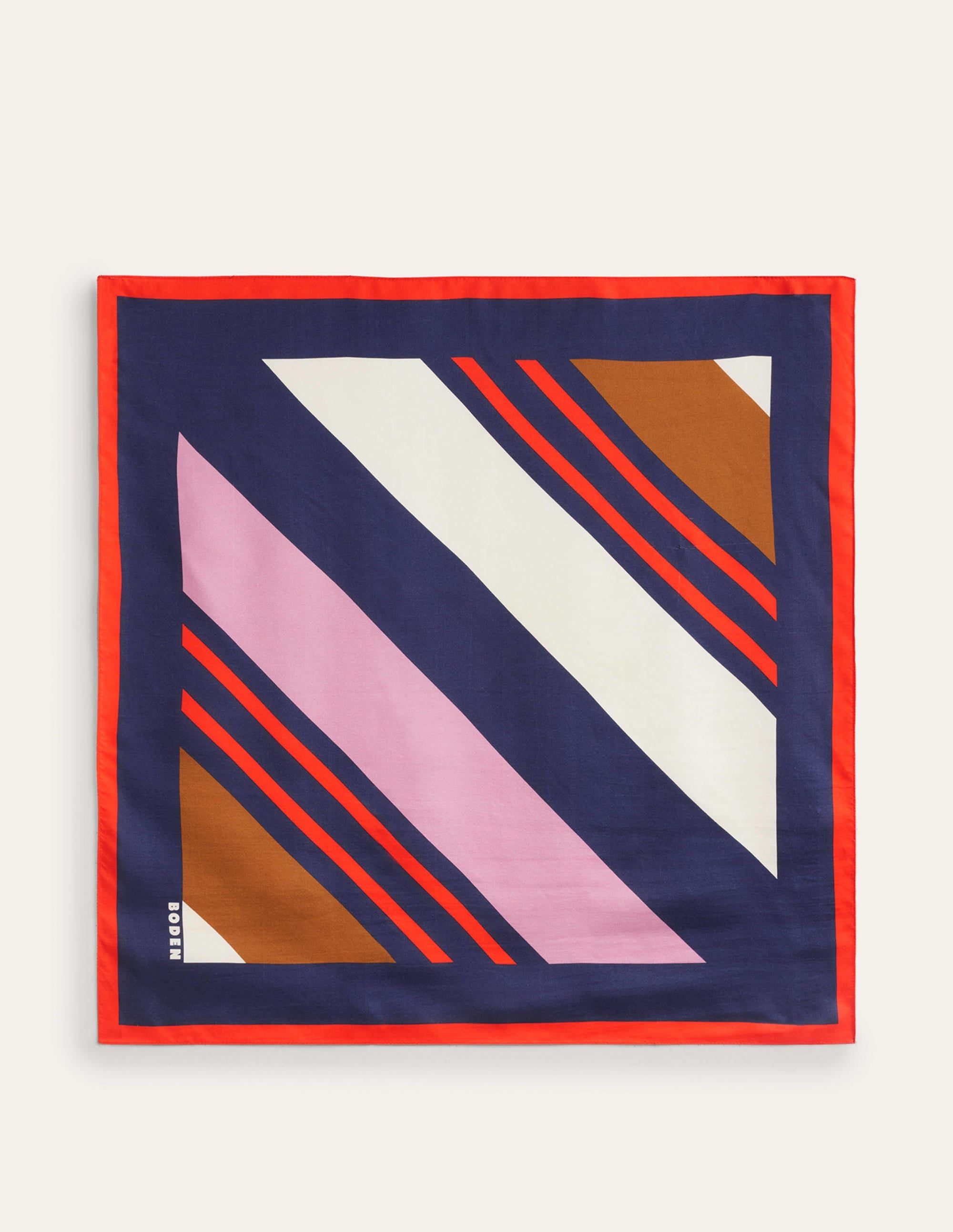 Foulard carré Elisabeth en soie-Rayé multi - Image 4