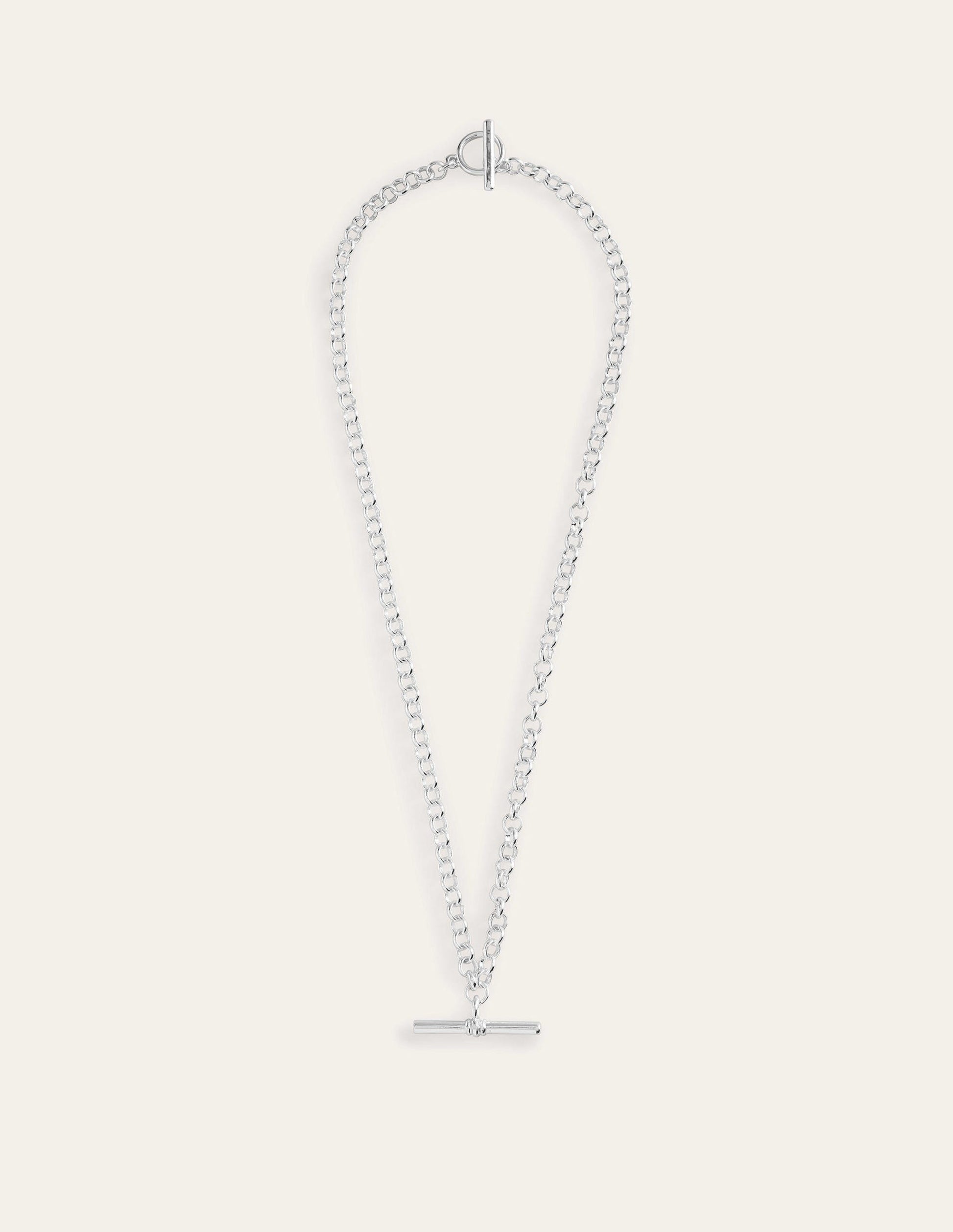 Collier chaîne à barre en T-Argenté-2