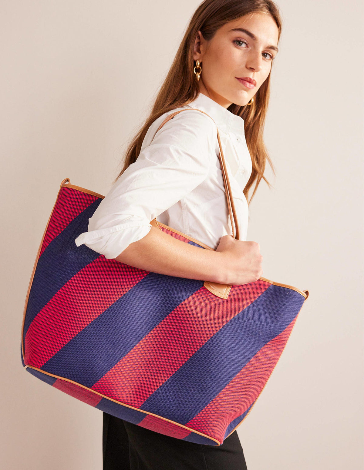 Trapez-Tasche-Rot Marineblau Streifen - Image 1