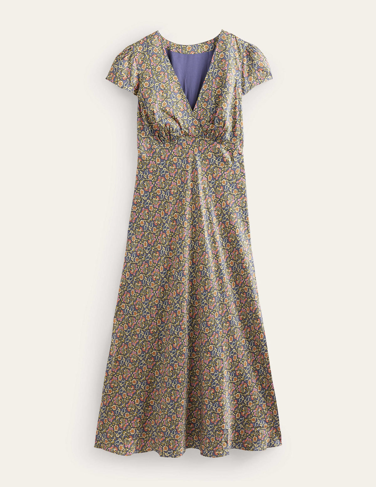 Empire-Midikleid aus Satin-Nachtschattenblau - Image 5