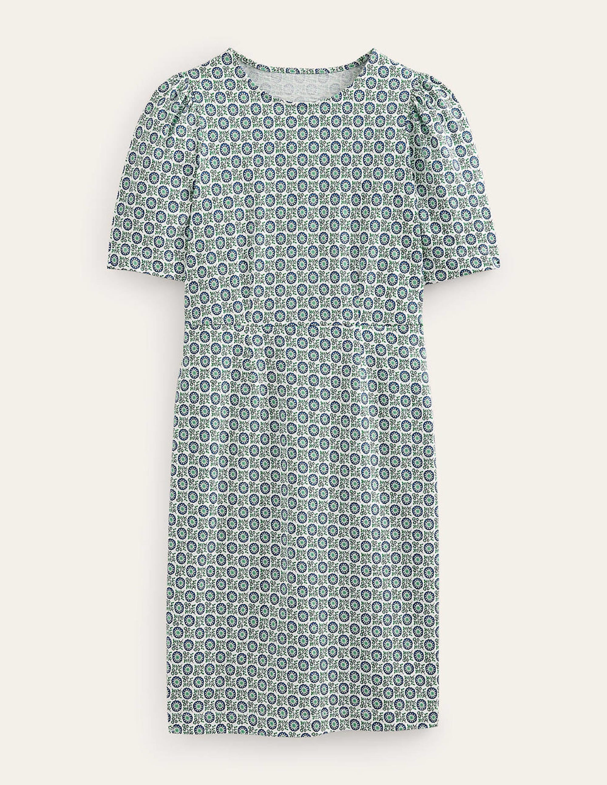 Robe en jersey à col rond-Bleu égéen, motif Sunflower Sprig - Image 6