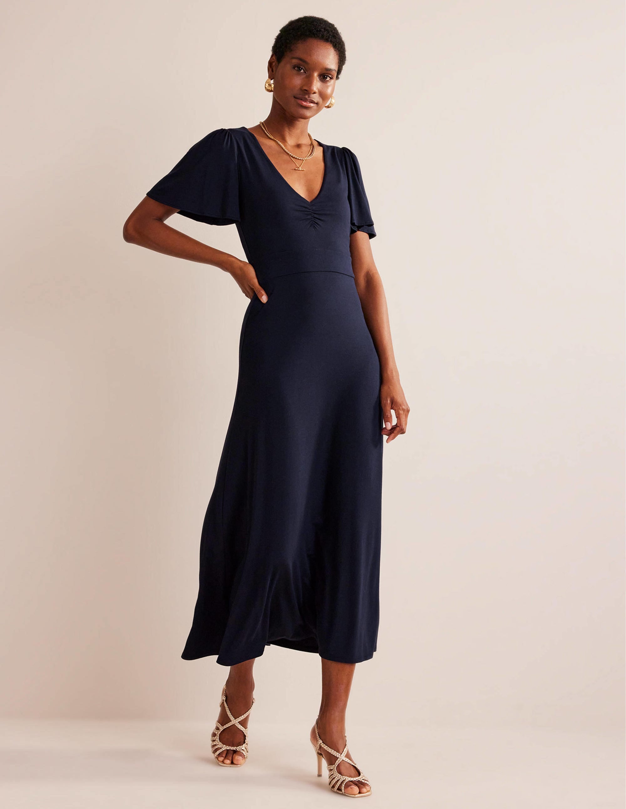 Kleid mit V-Ausschnitt-Marineblau - Image 1
