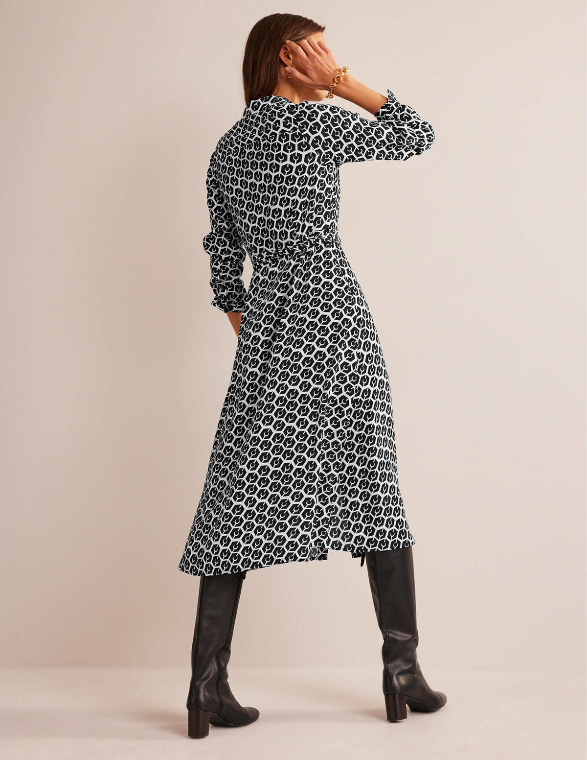 Kate Midi-Hemdblusenkleid-Schwarz, Reverie - Image 3