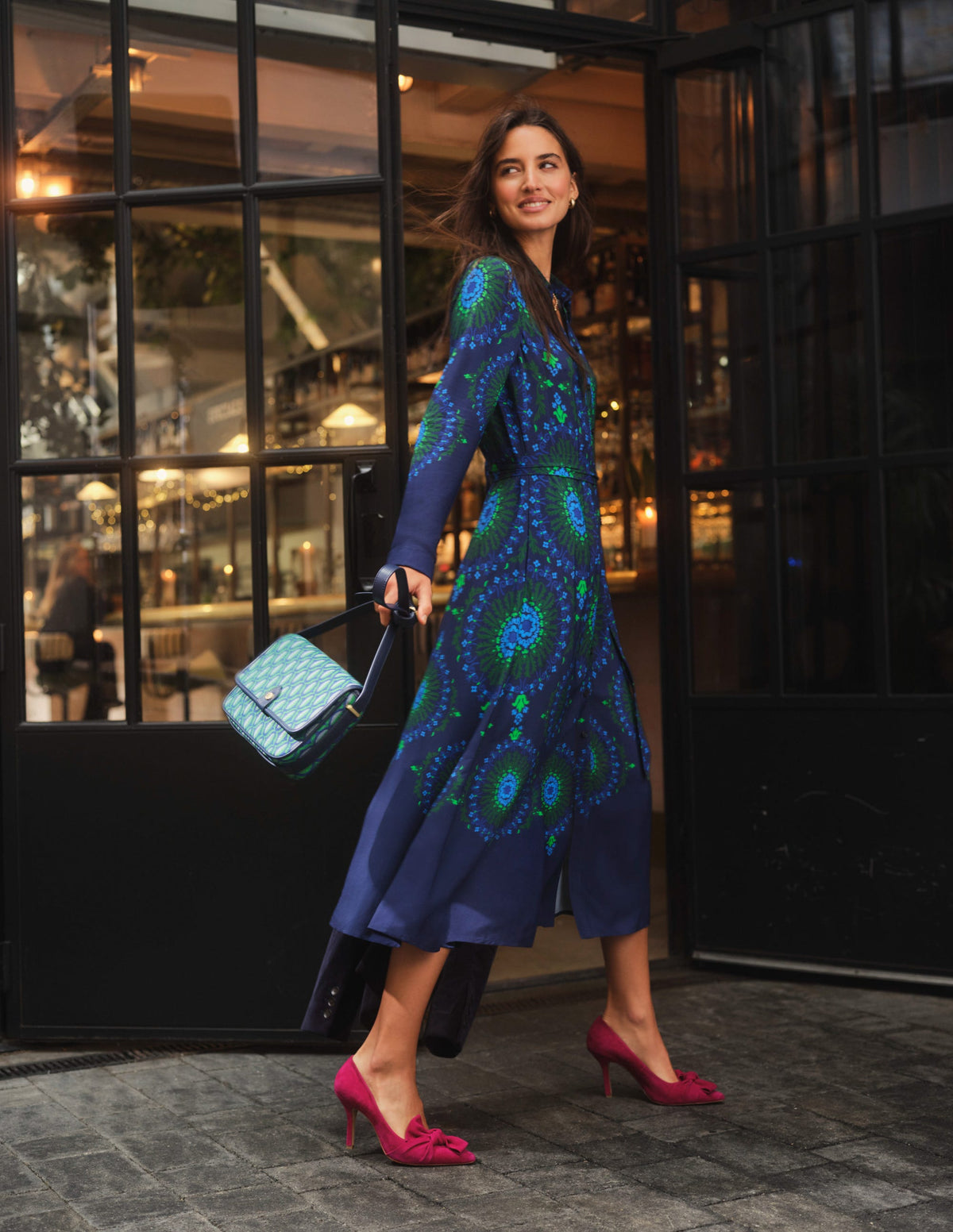 Kate Midi-Hemdblusenkleid-Französisches Marineblau, Artizian Geo - Image 5