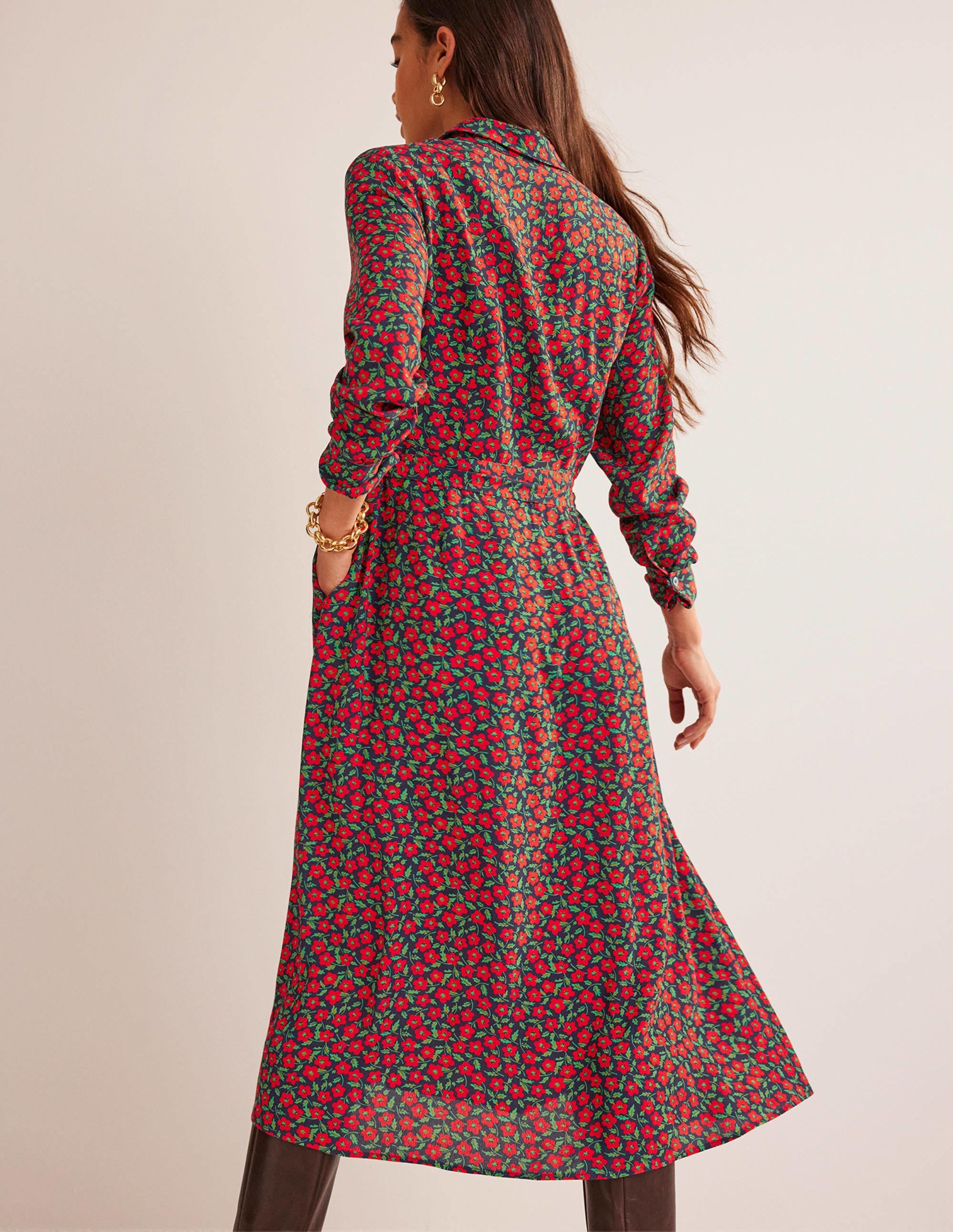 Kate Midi-Hemdblusenkleid-Pepperoni, Blütenblätter - Image 3
