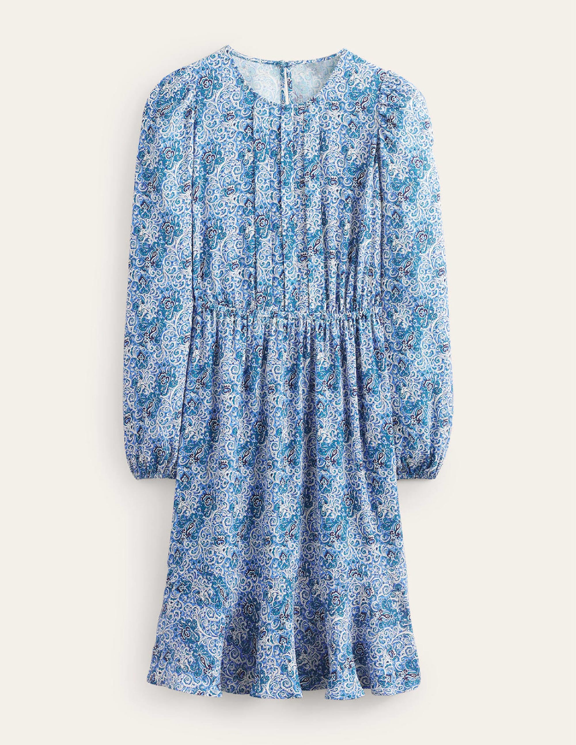 Plissiertes Minikleid mit Schößchen-Blaugrün, Botanische Terrasse - Image 8