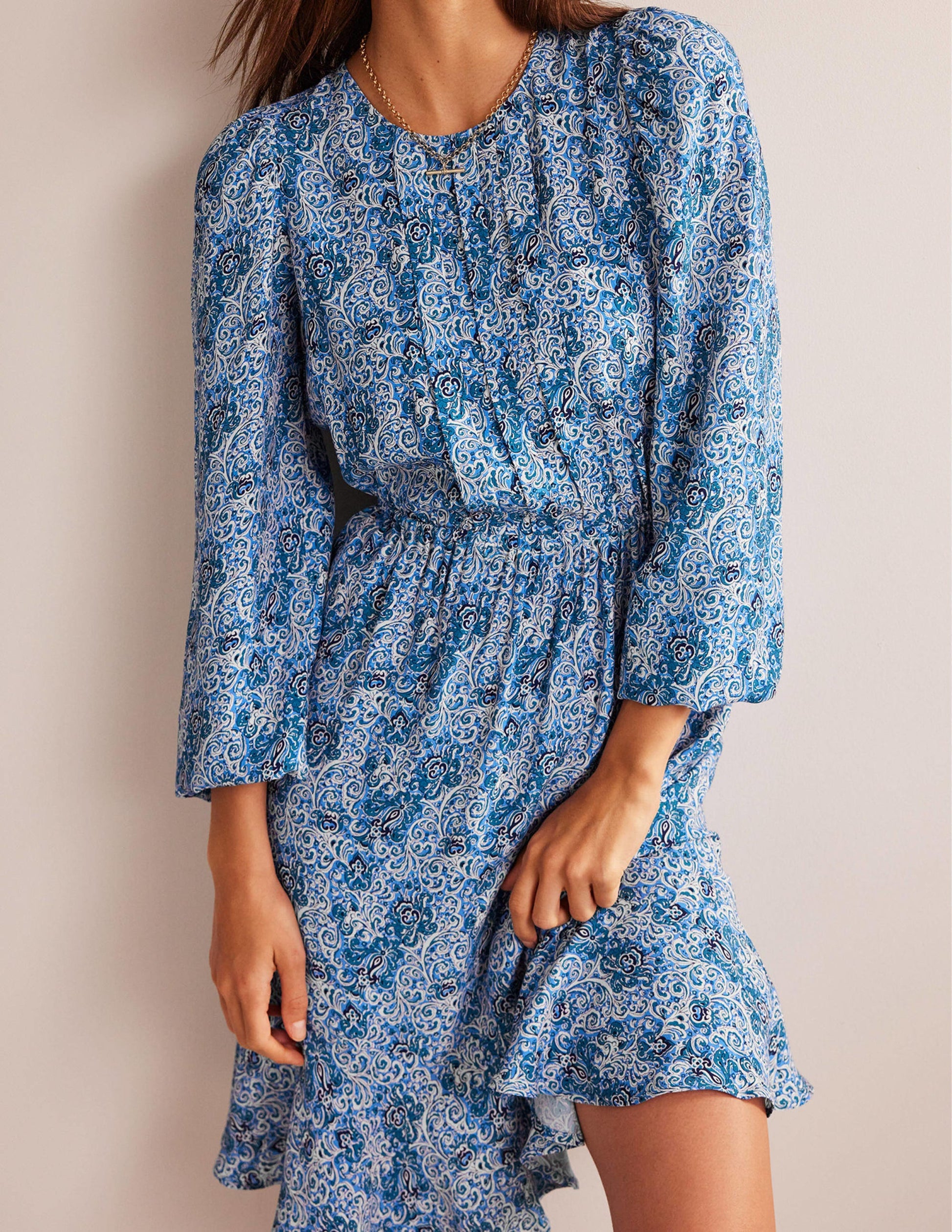 Plissiertes Minikleid mit Schößchen-Blaugrün, Botanische Terrasse-2