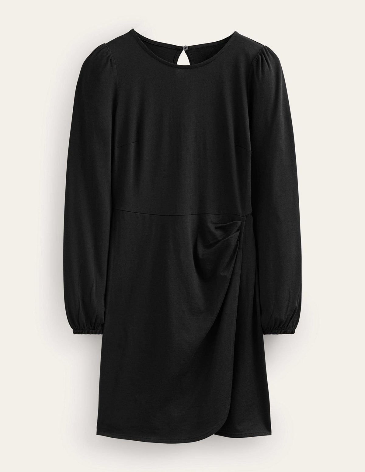 Jersey-Minikleid in Wickeloptik-Schwarz-5