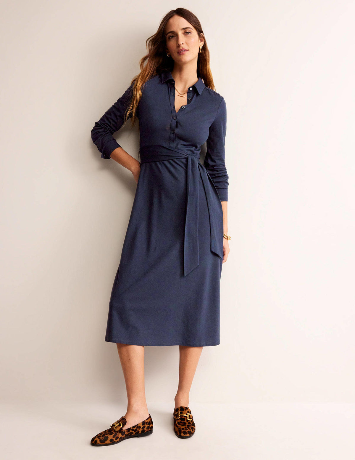 Laura Midi-Hemdblusenkleid aus Jersey-Aqua Marine Marl - Image 1