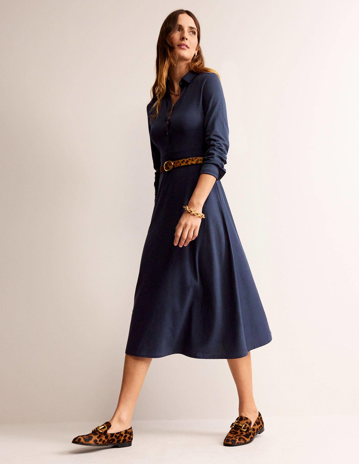 Laura Midi-Hemdblusenkleid aus Jersey-Aqua Marine Marl - Image 4
