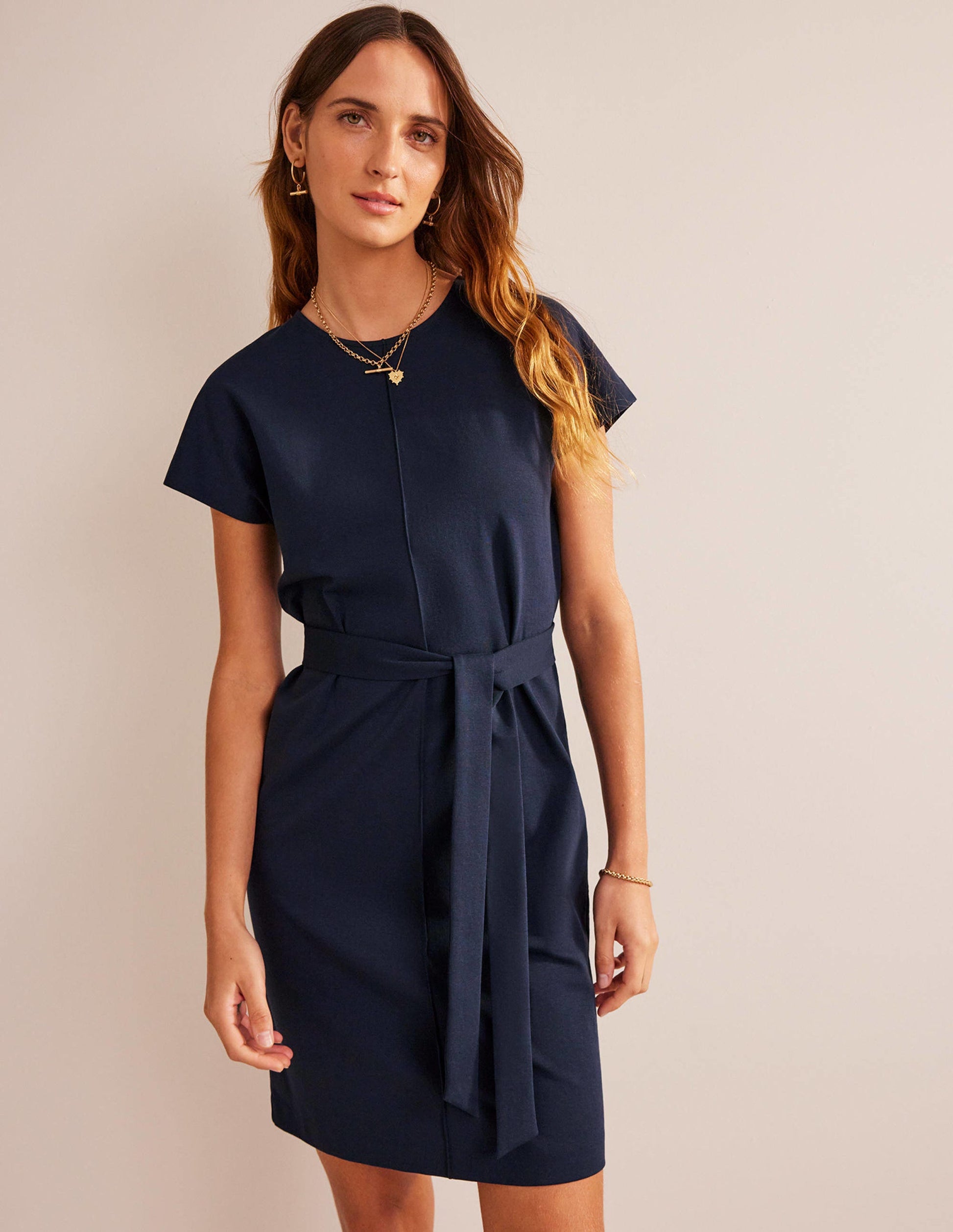 Tara T-Shirt-Kleid aus Jersey-Marineblau-1
