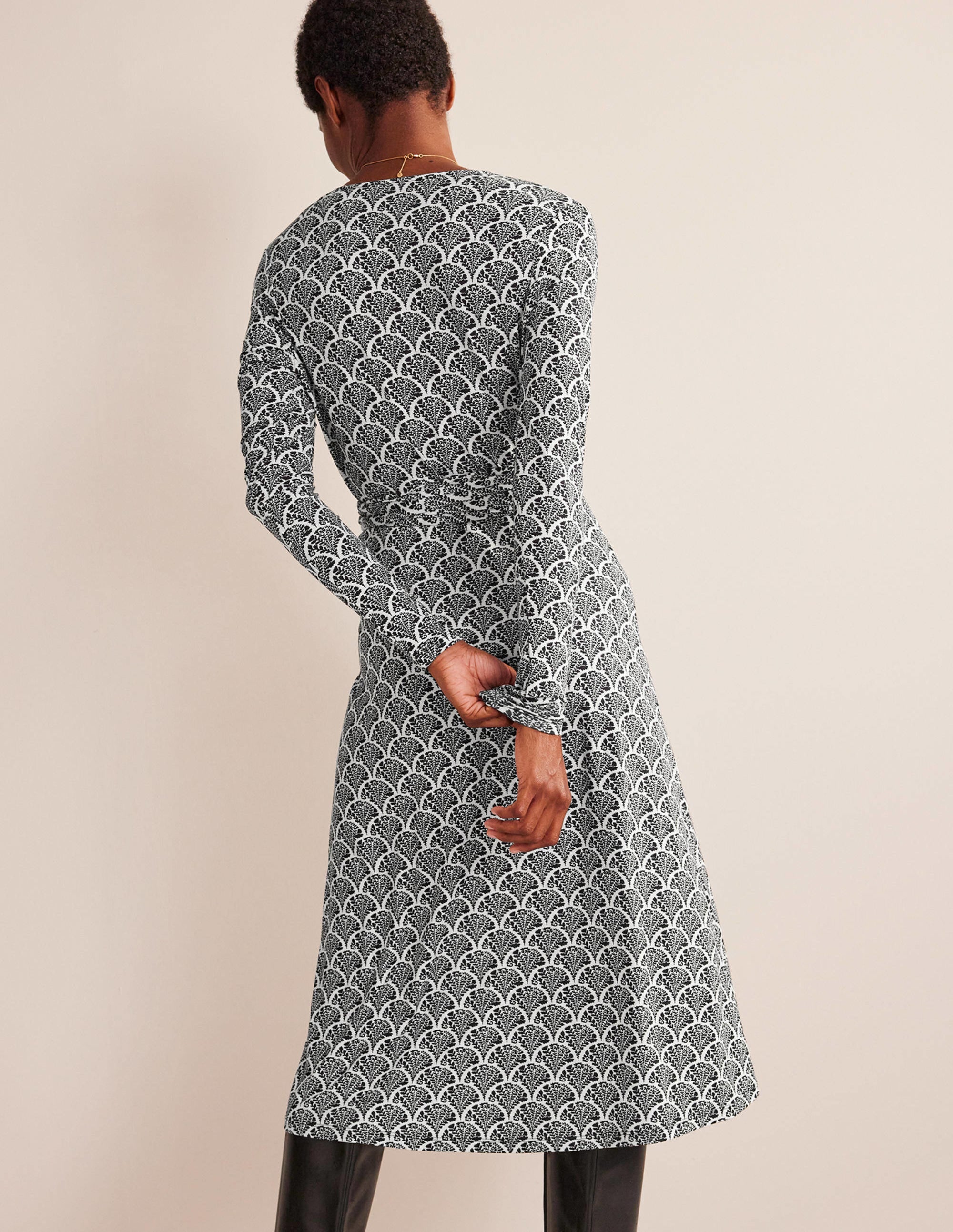 Nina Jersey Midi Dress-Black, Blossomy - Image 3