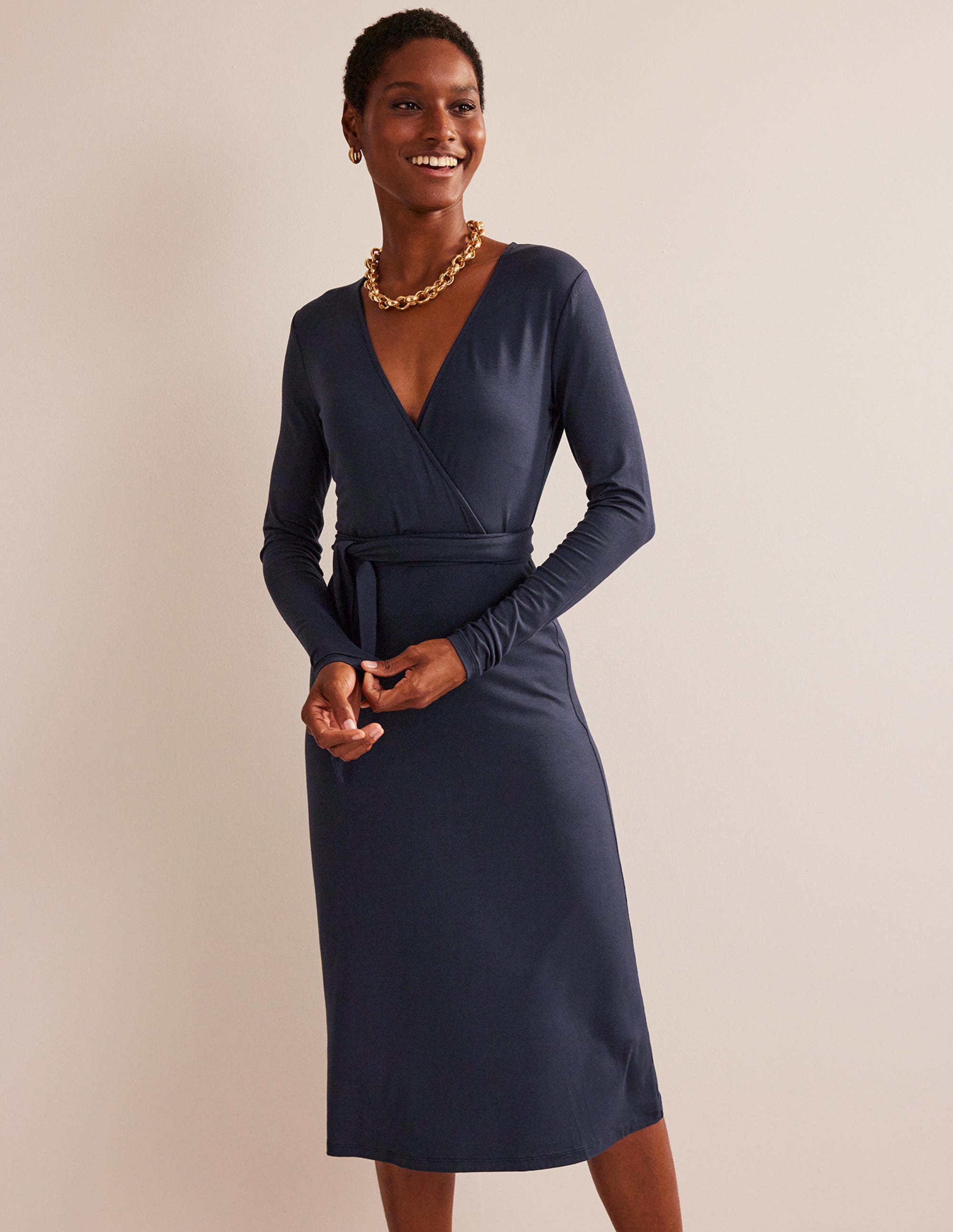 Nina Jersey-Midikleid-Marineblau - Image 4