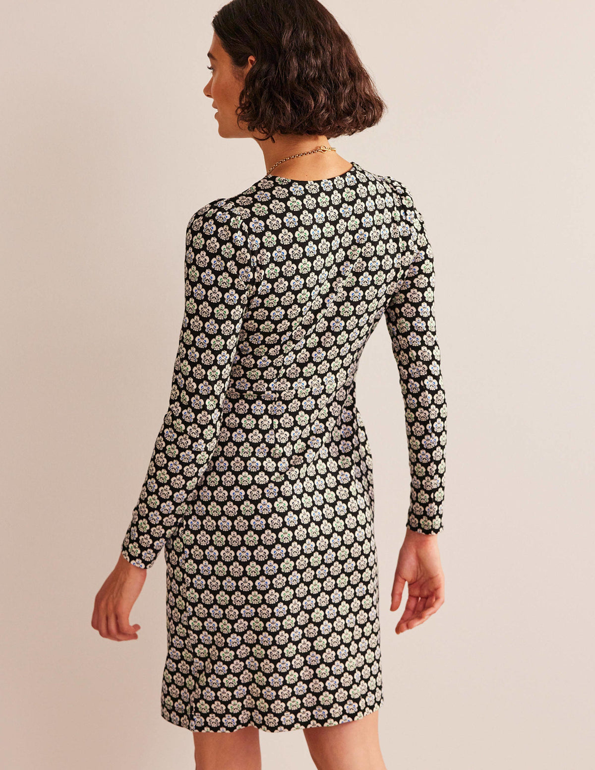 Robe Penelope en jersey-Noir, motif Carnation Stamp - Image 3