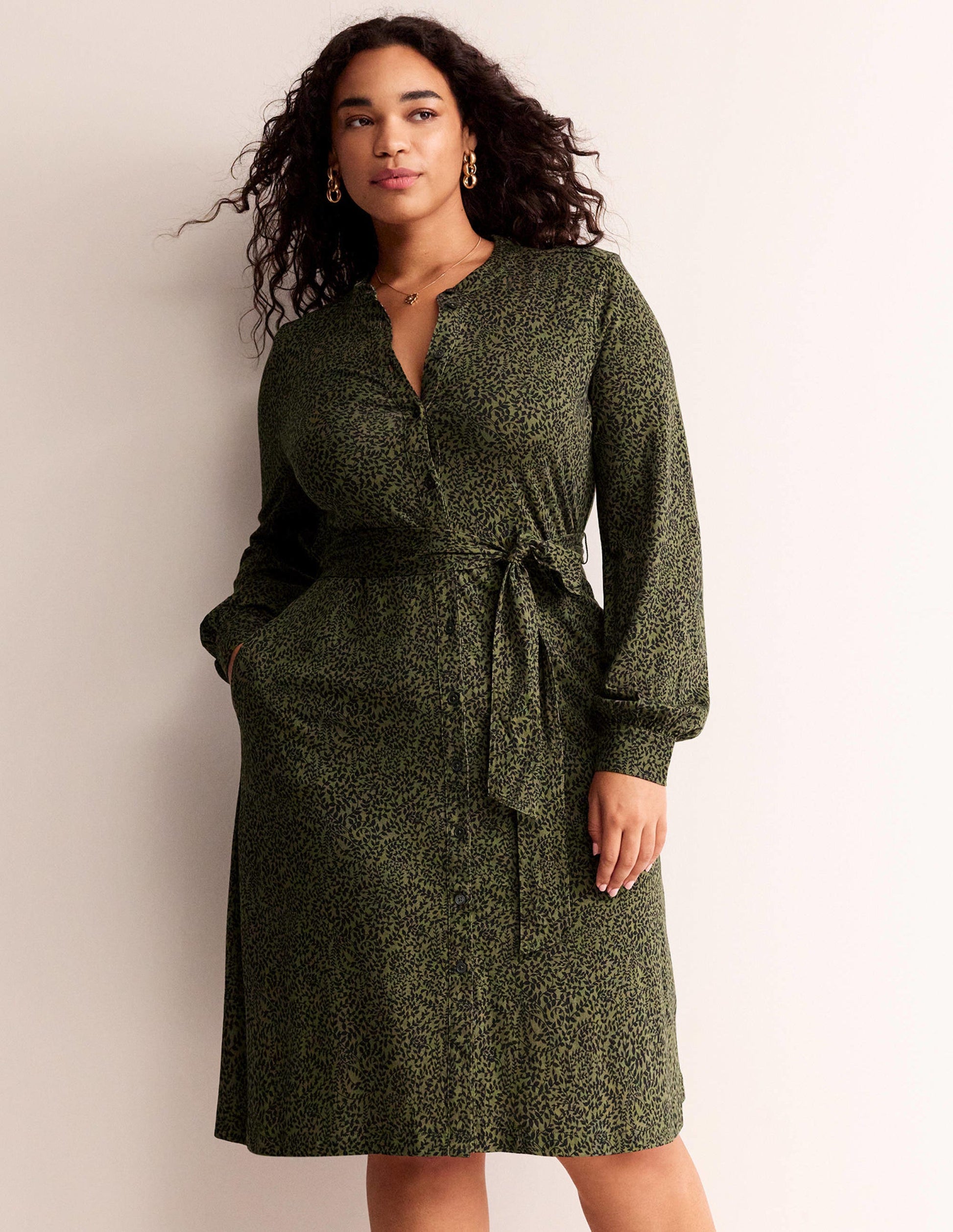 Robe-chemise Julia en jersey-Épicéa, motif Pome Sprig-5