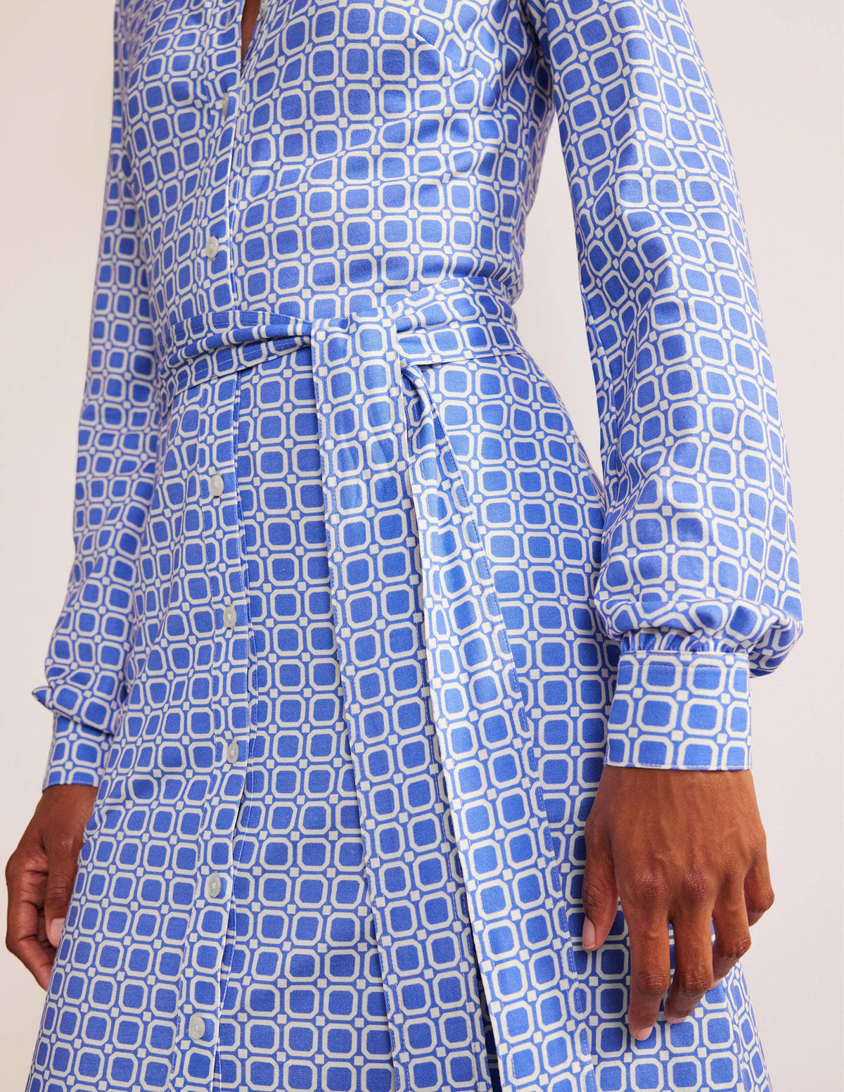 Julia Hemdblusenkleid aus Jersey-Cyanblau, Block Cube-2