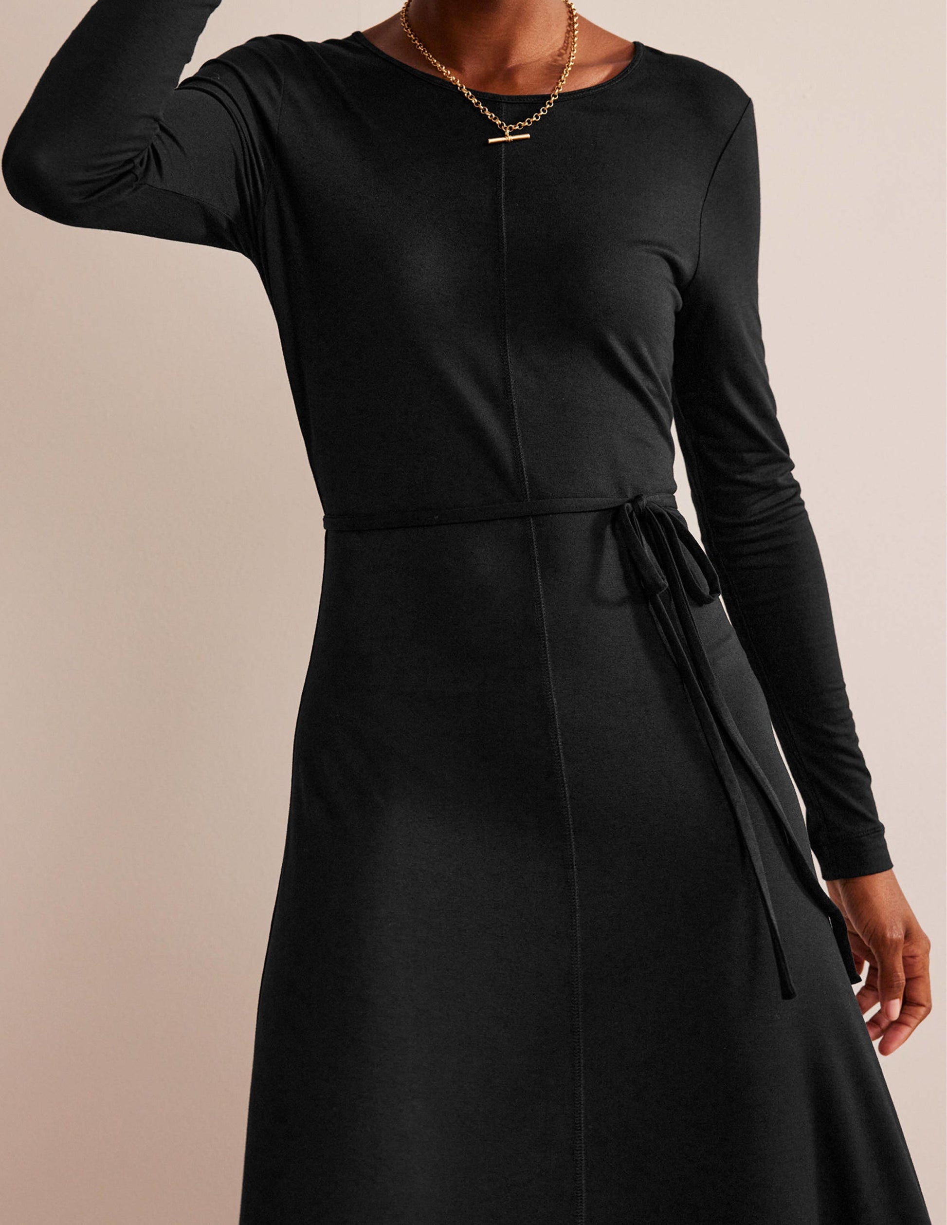 Robe midi Lucy en jersey-Noir-4