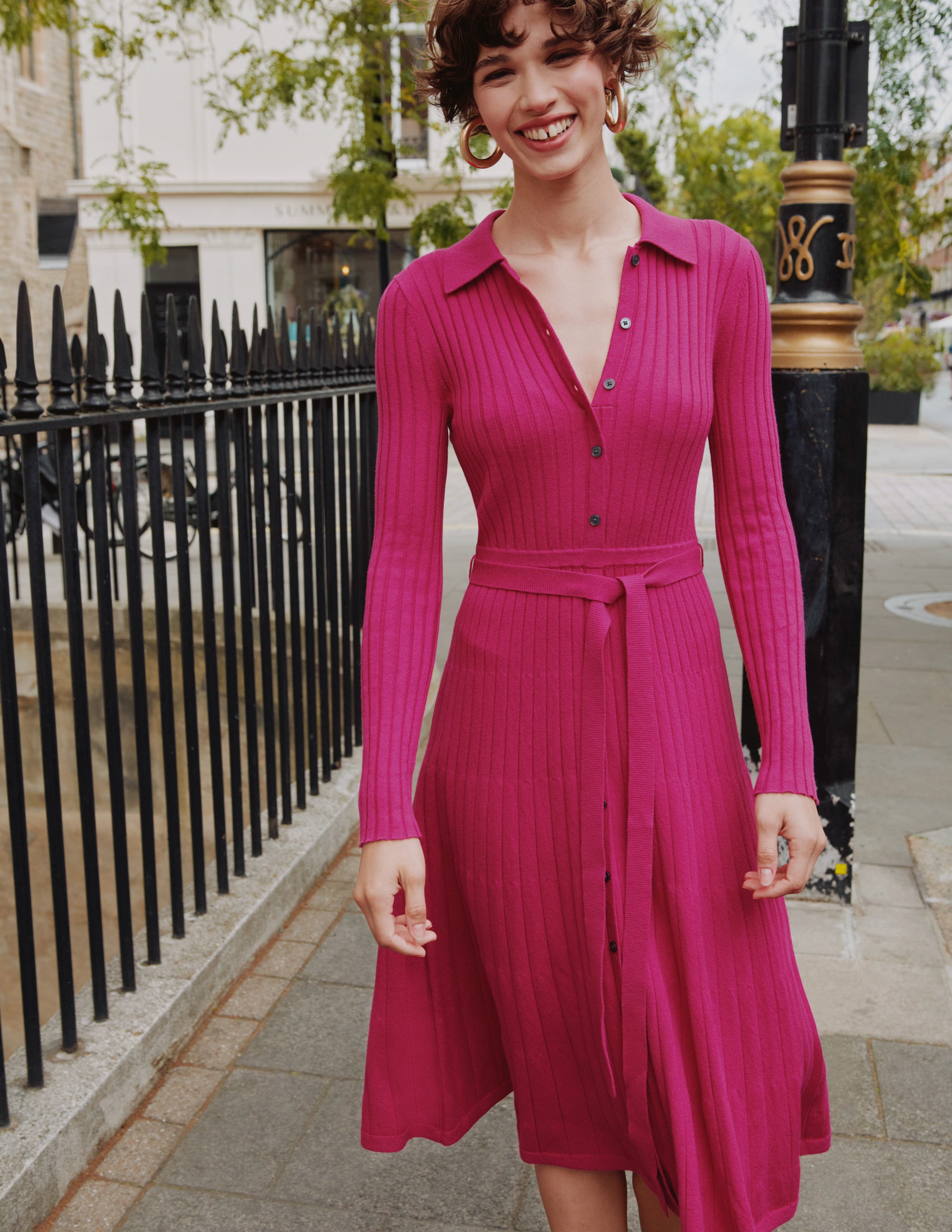 Rachel Knitted Shirt Dress-Vibrant Plum - Image 5