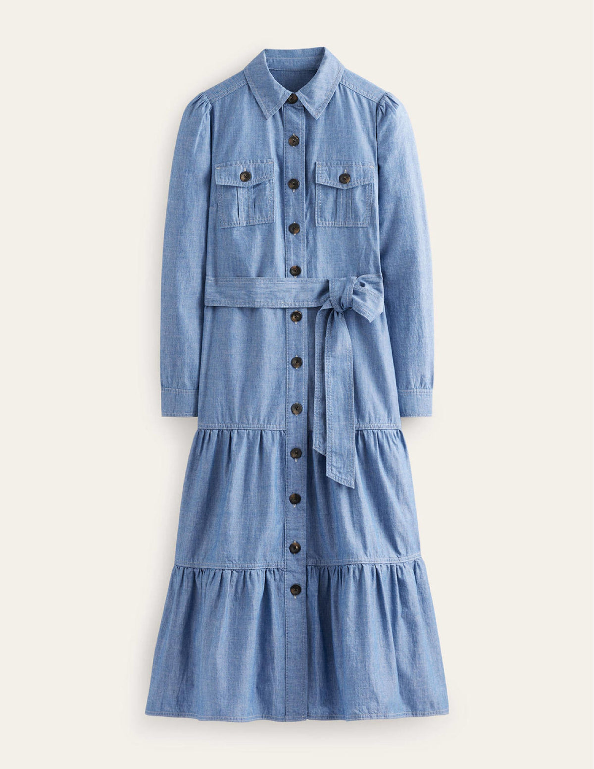 Robe-chemise midi Lily en chambray-Chambray - Image 5