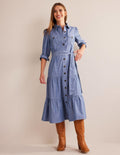 Robe-chemise midi Lily en chambray-Chambray