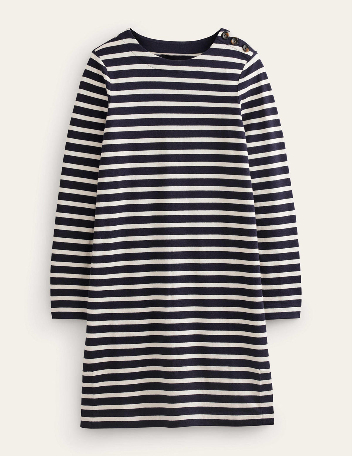 Sophie Jersey-Kleid im Bretonstil-Marineblau, Naturweiß Gestreift-5