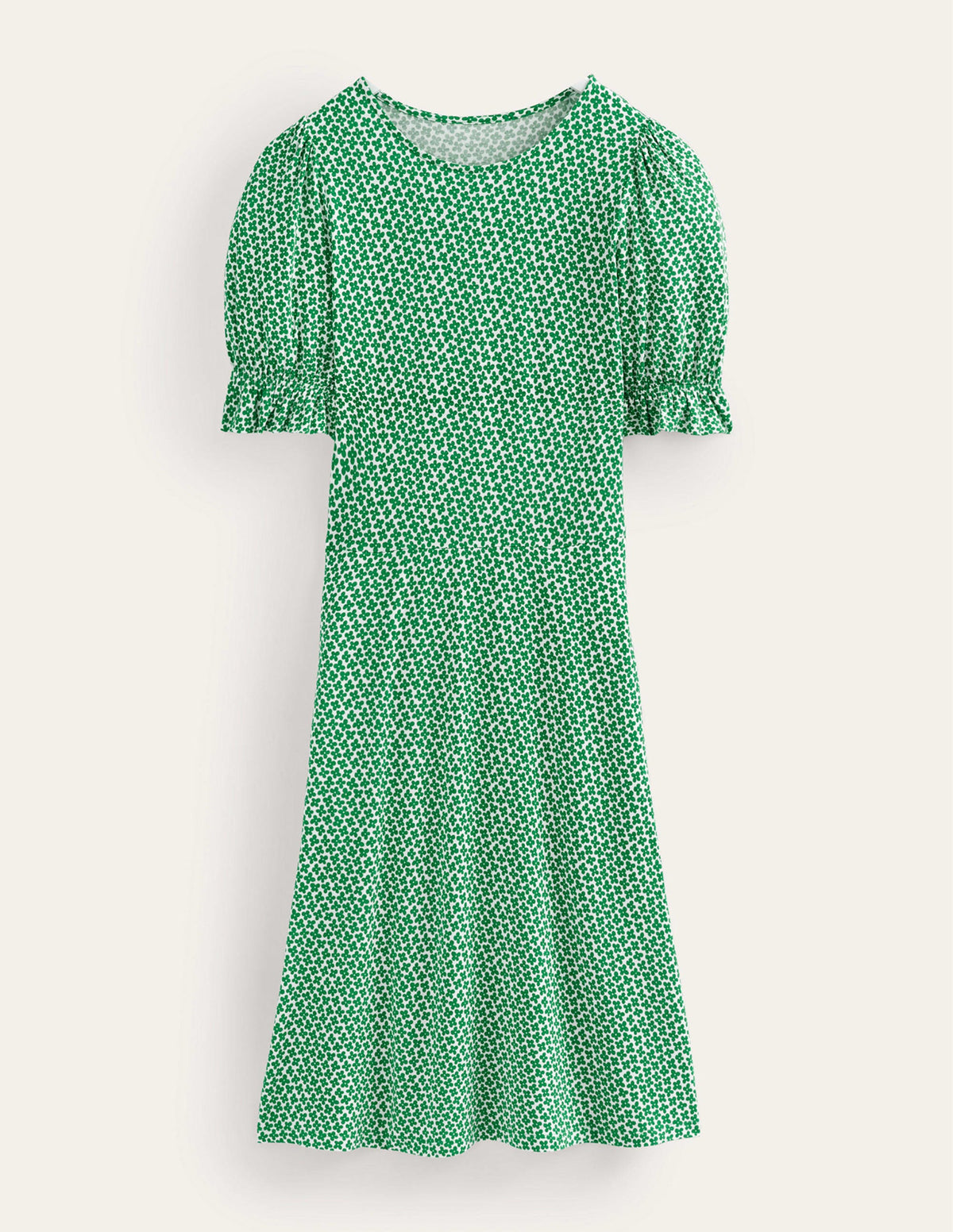 Mini-robe en jersey à manches bouffantes-Vert prairie, motif Daisy Bud - Image 5