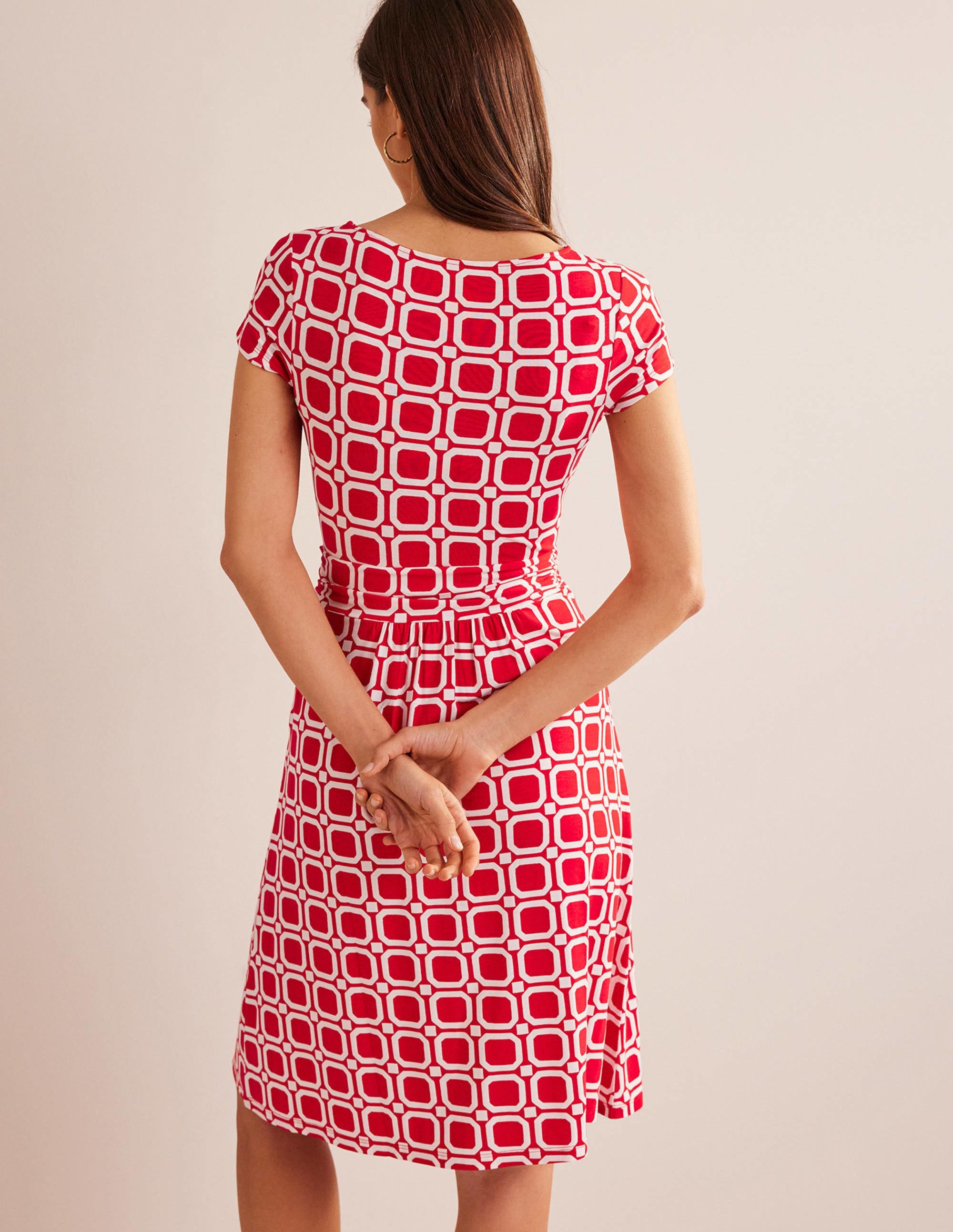 Robe Amelie en jersey-Piment fort, motif Block Cube - Image 3
