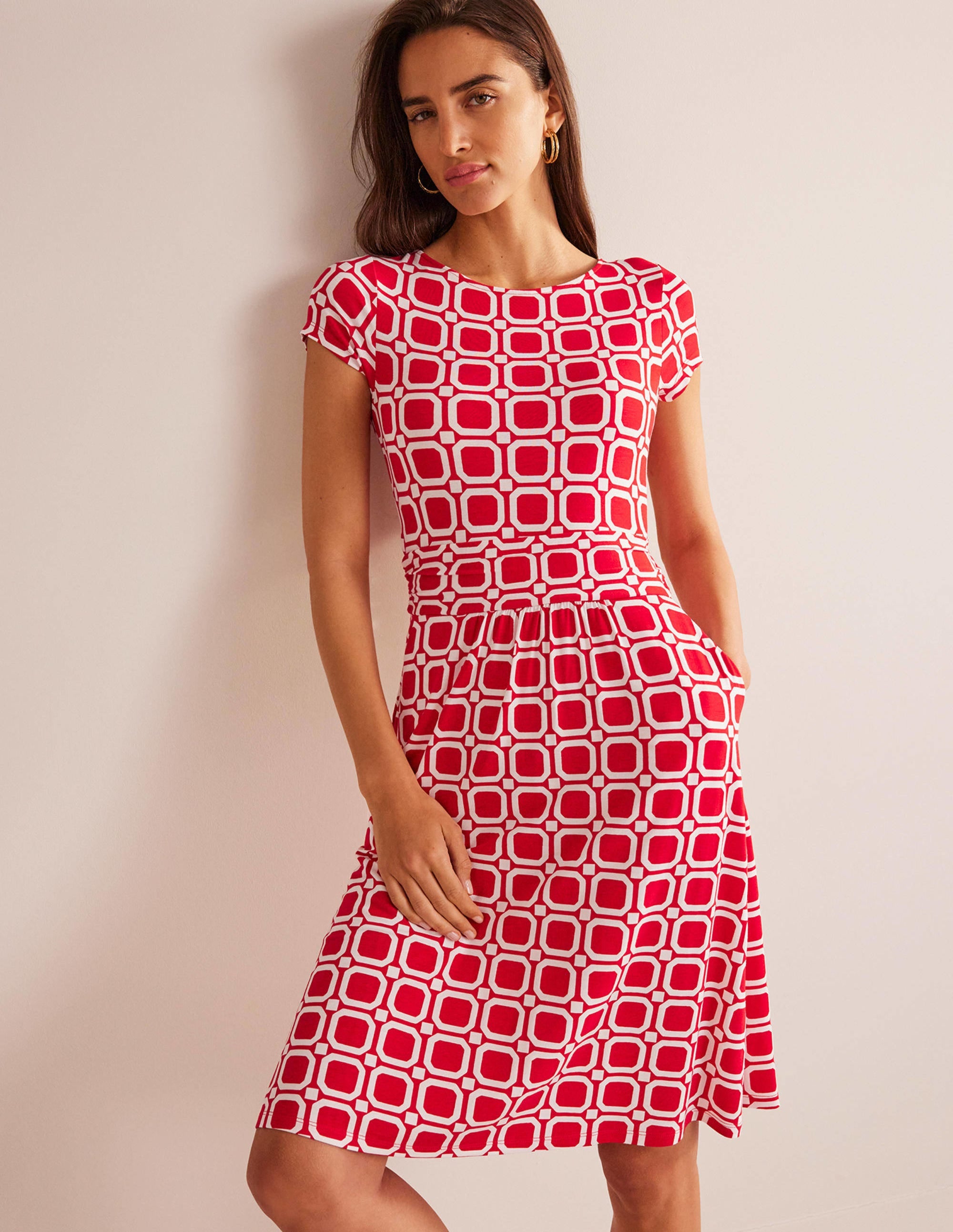 Robe Amelie en jersey-Piment fort, motif Block Cube - Image 4