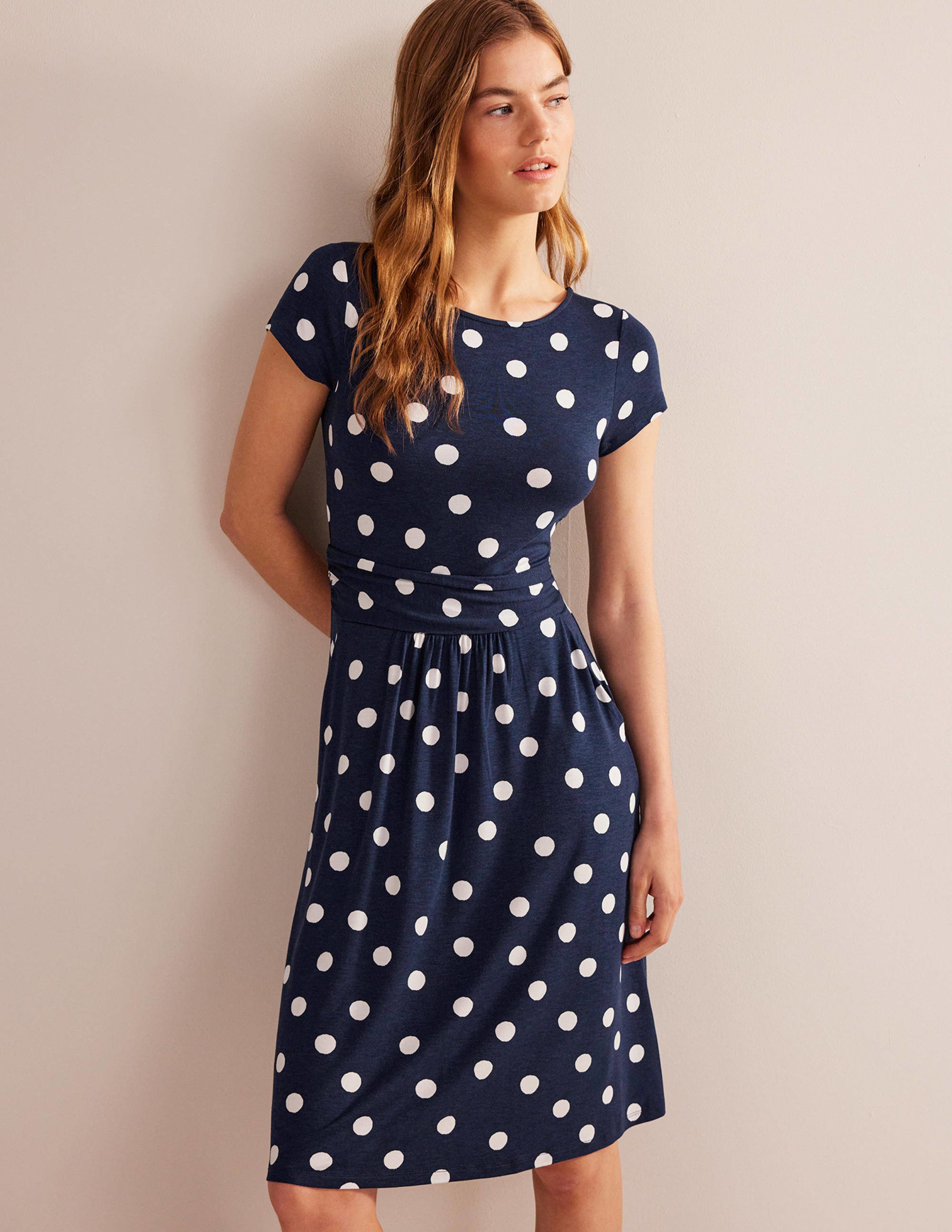 Amelie Jerseykleid-Französisches Marineblau, Farbflecken - Image 1