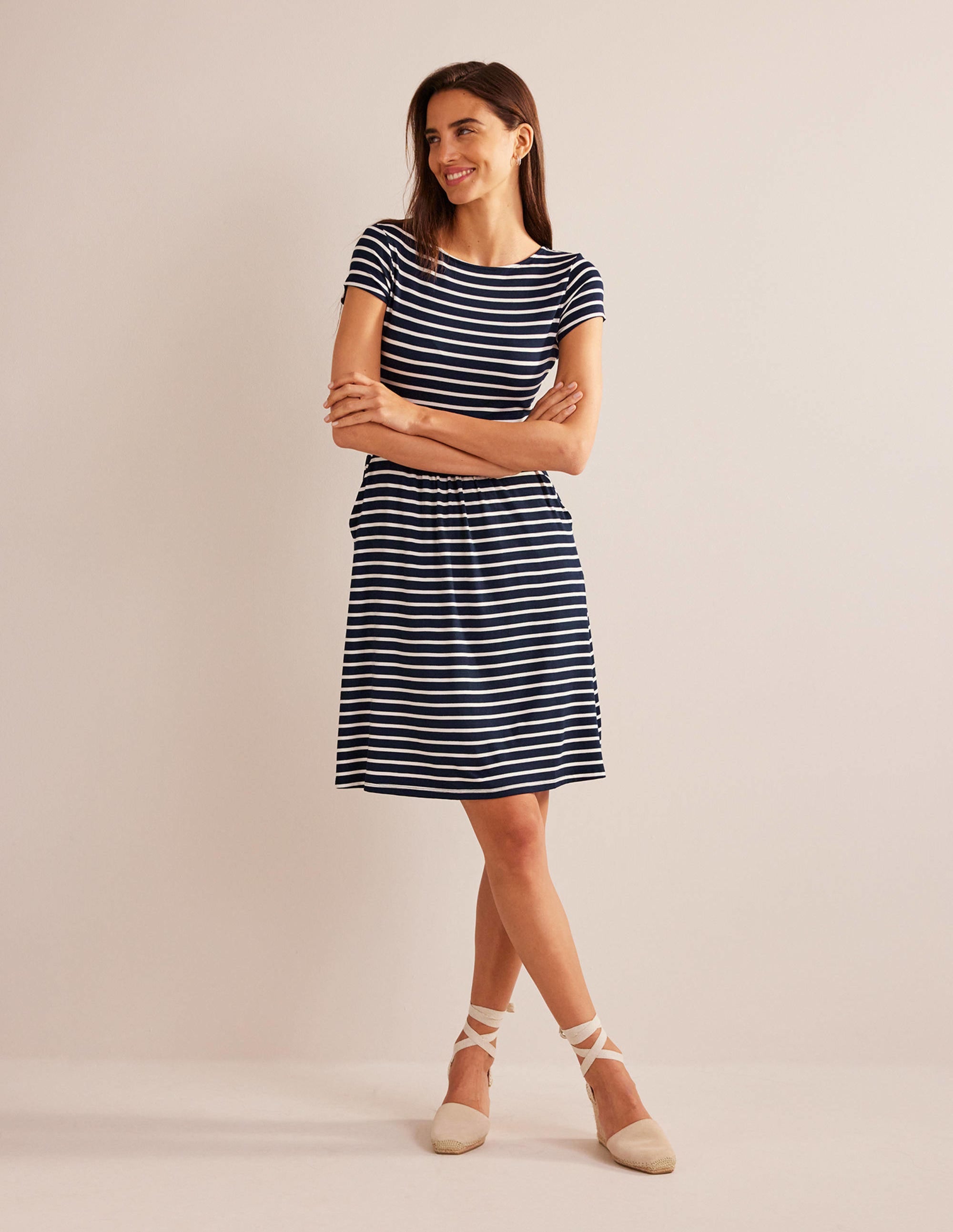 Amelie Jersey Dress-Navy/Ivory - Image 5
