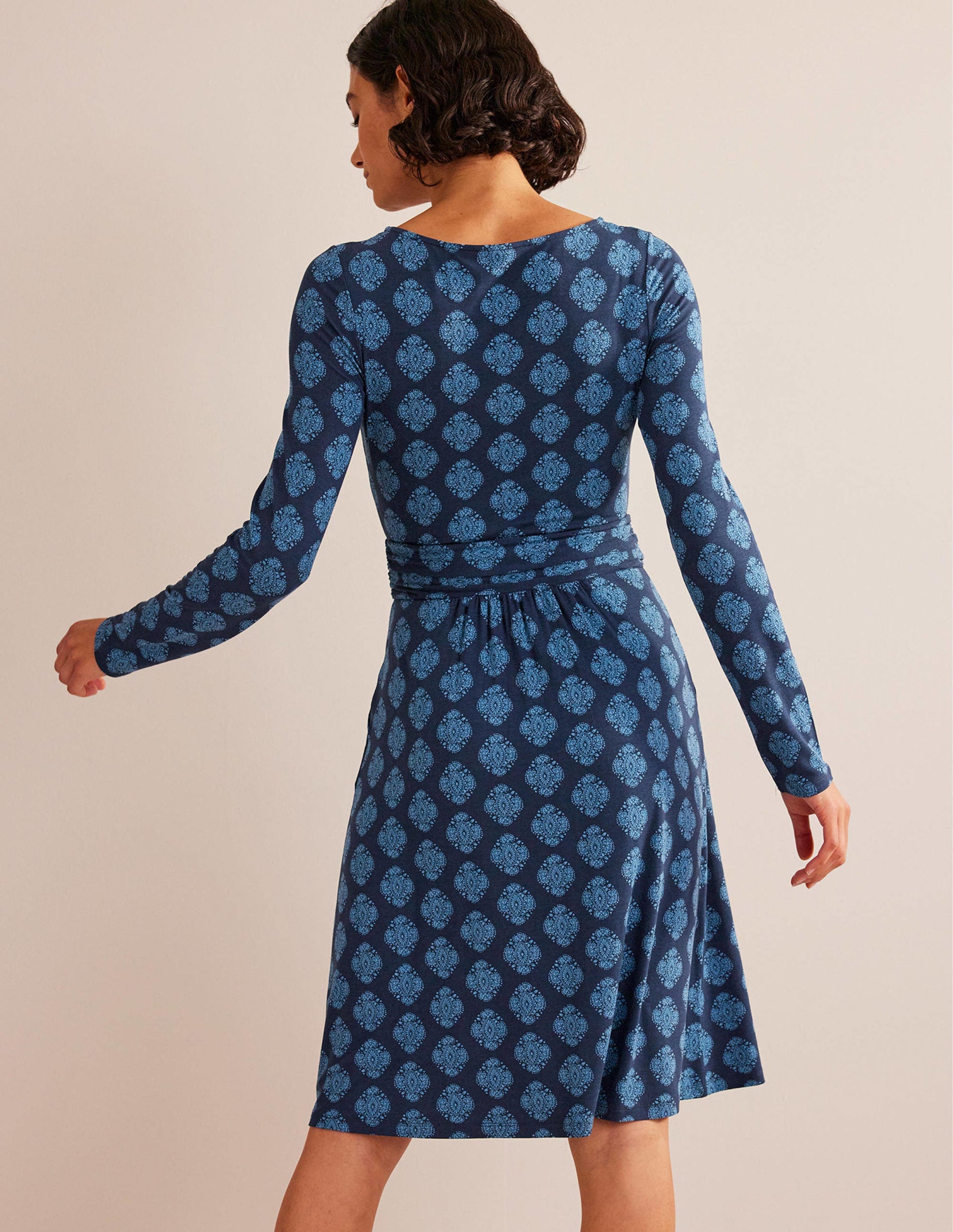 Abigail Jersey Dress-French Navy, Mosaic-3