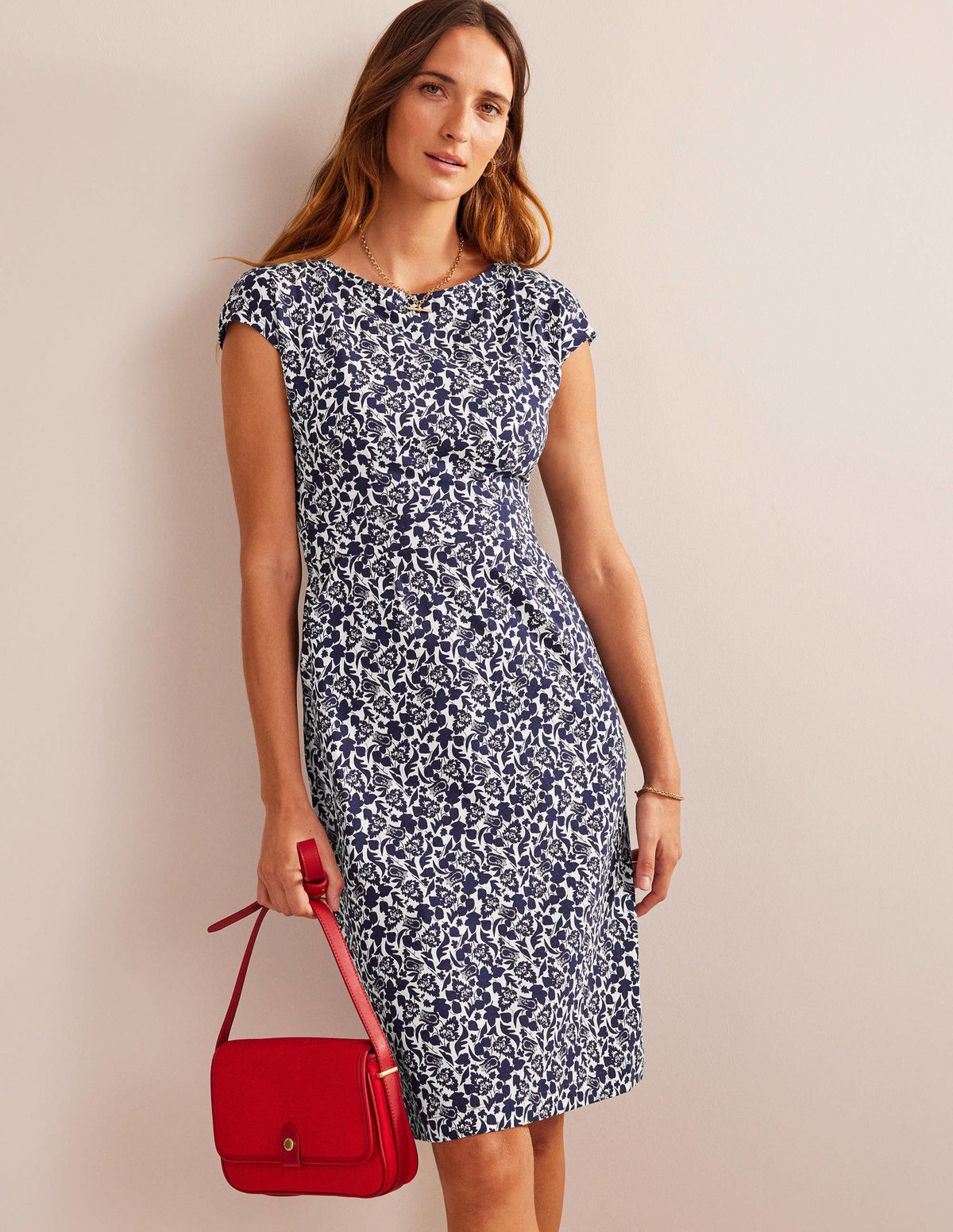 Florrie Jersey Dress-French Navy, Tulip Bloom - Image 4