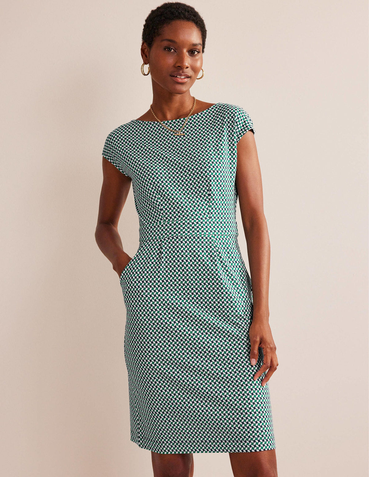 Florrie Jerseykleid-Wiesengrün, Abstract Diamond - Image 1