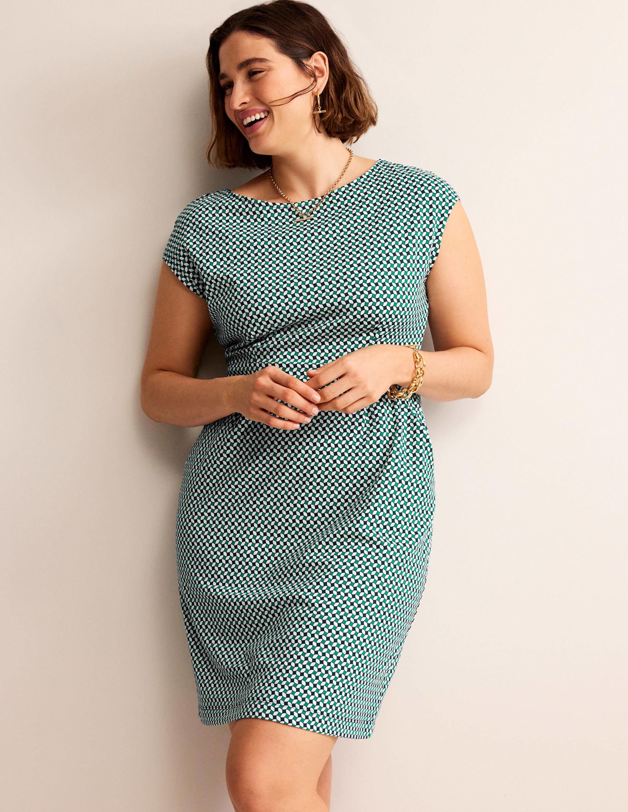 Florrie Jerseykleid-Wiesengrün, Abstract Diamond - Image 7