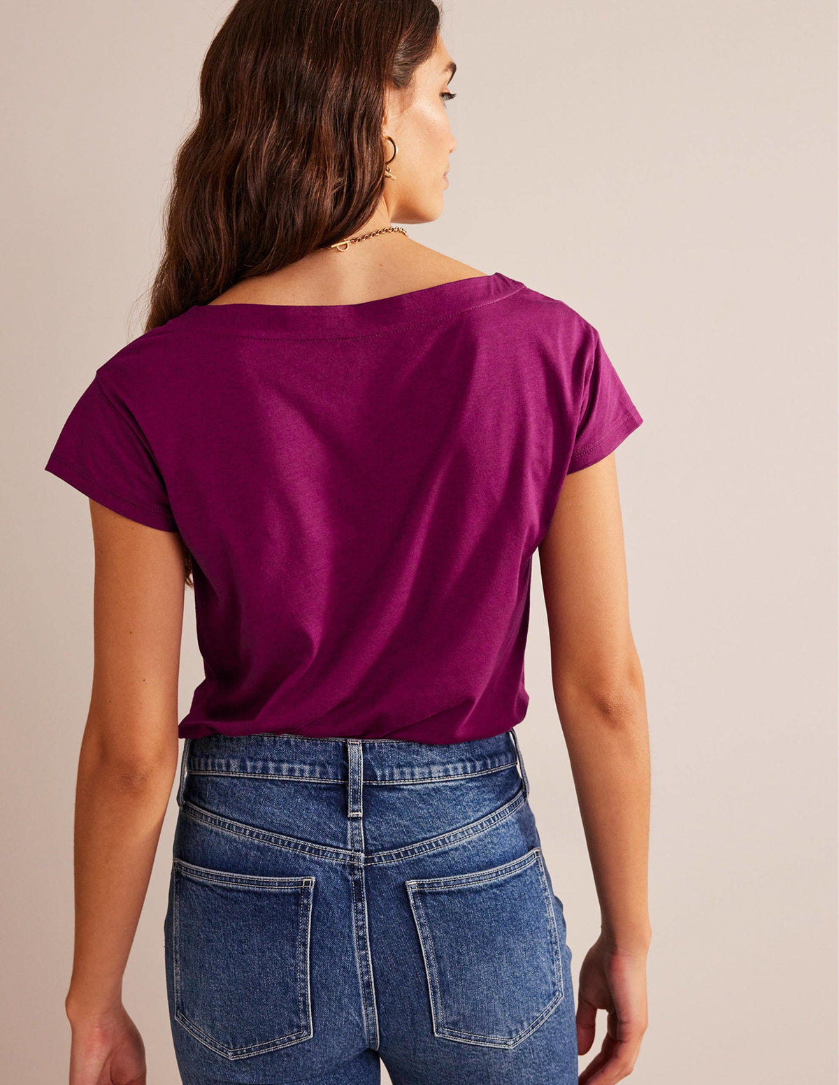 T-shirt à col bateau ultra-doux-Prune de Damas-3