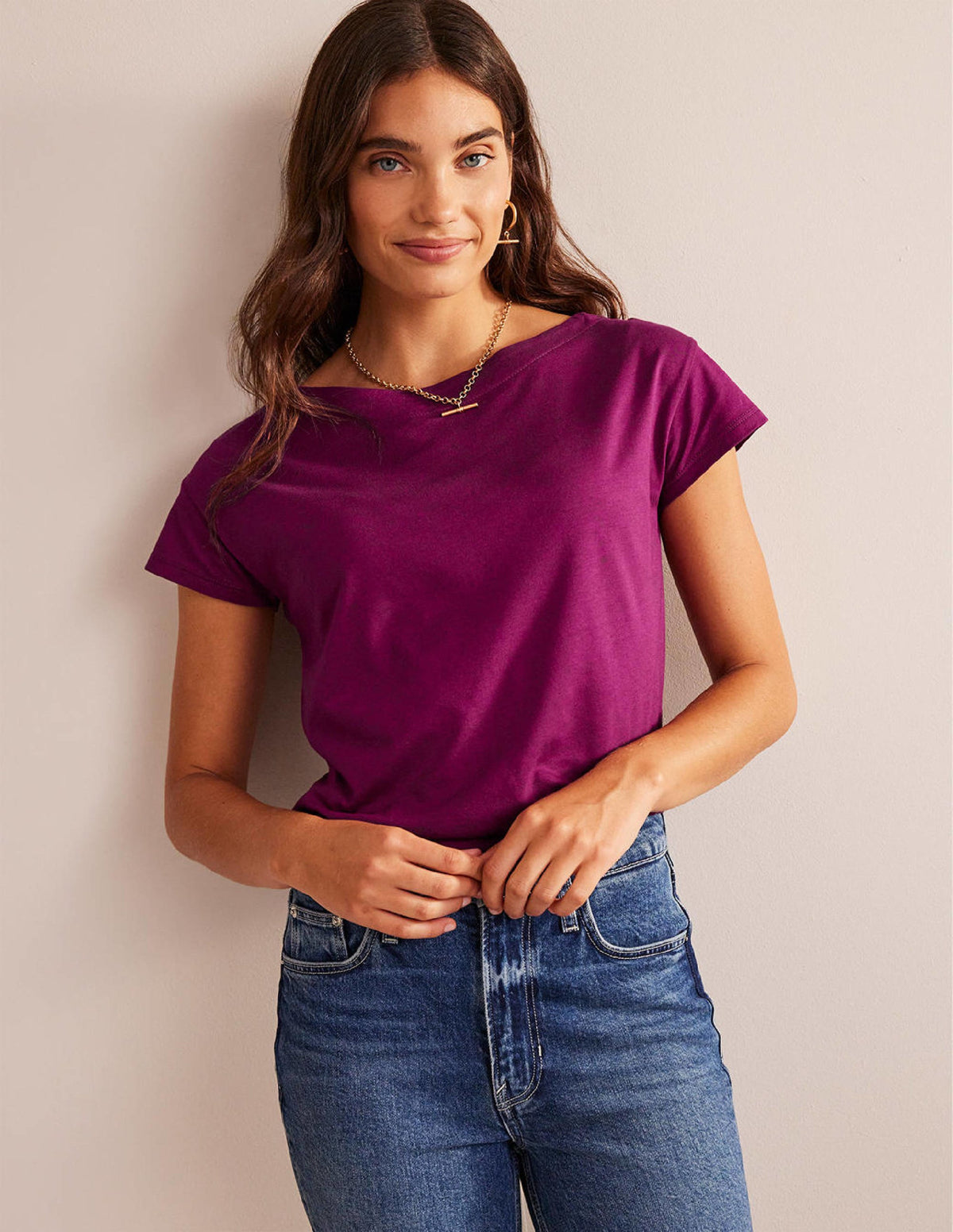 T-shirt à col bateau ultra-doux-Prune de Damas-4