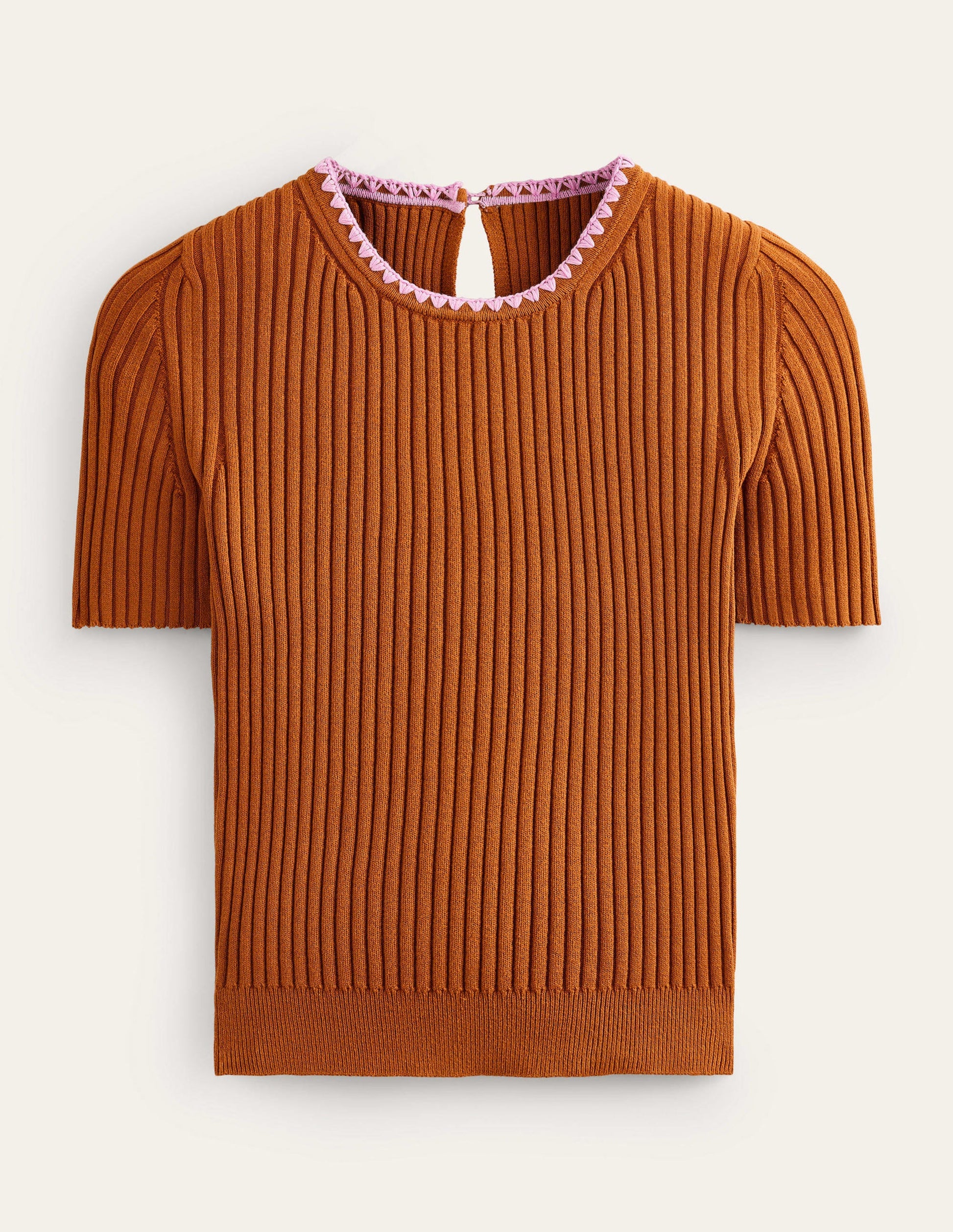 Strick-T-Shirt mit Häkelrand-Kürbis-7