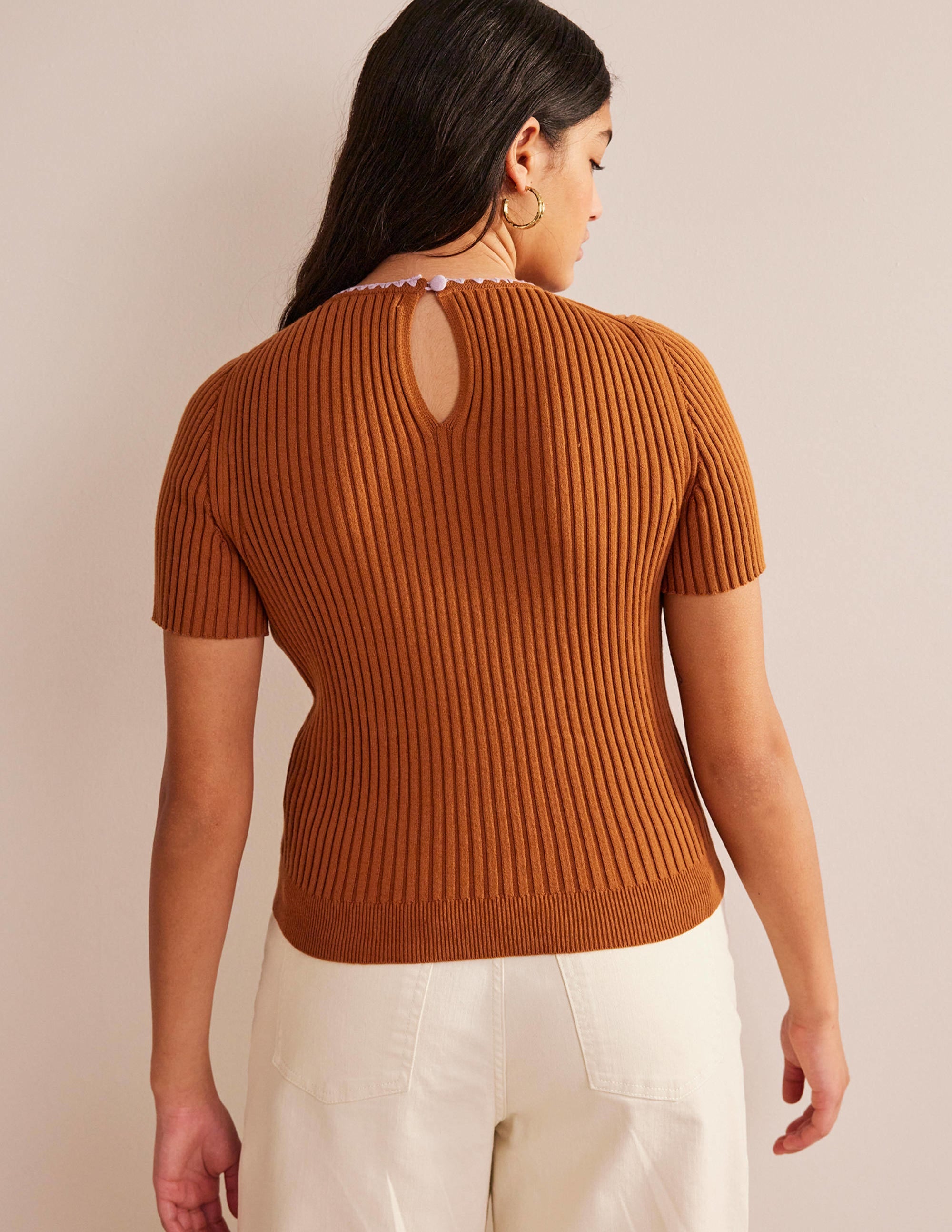 Strick-T-Shirt mit Häkelrand-Kürbis - Image 6