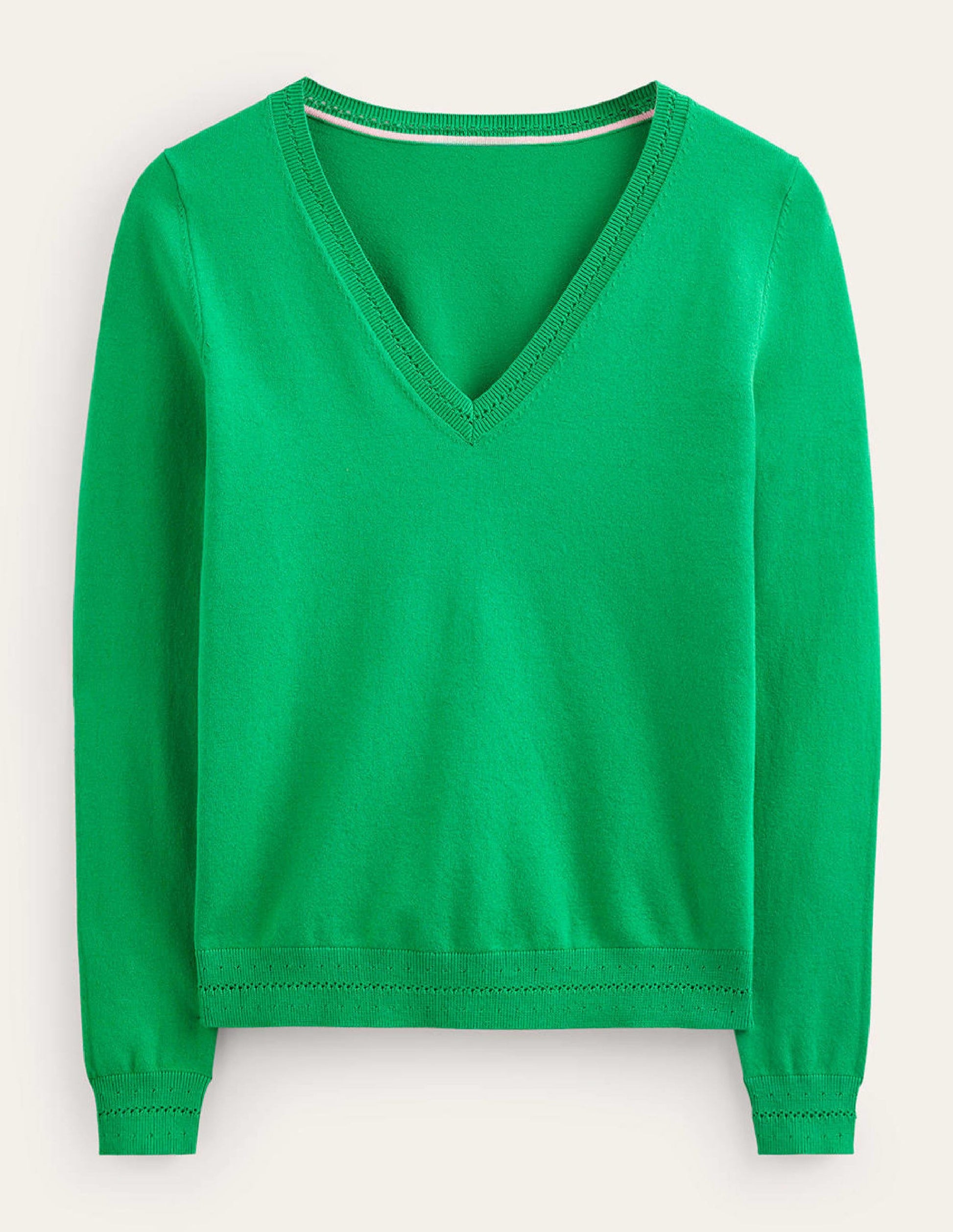 Catriona Pullover aus Baumwolle mit V-Ausschnitt-Wiesengrün-5