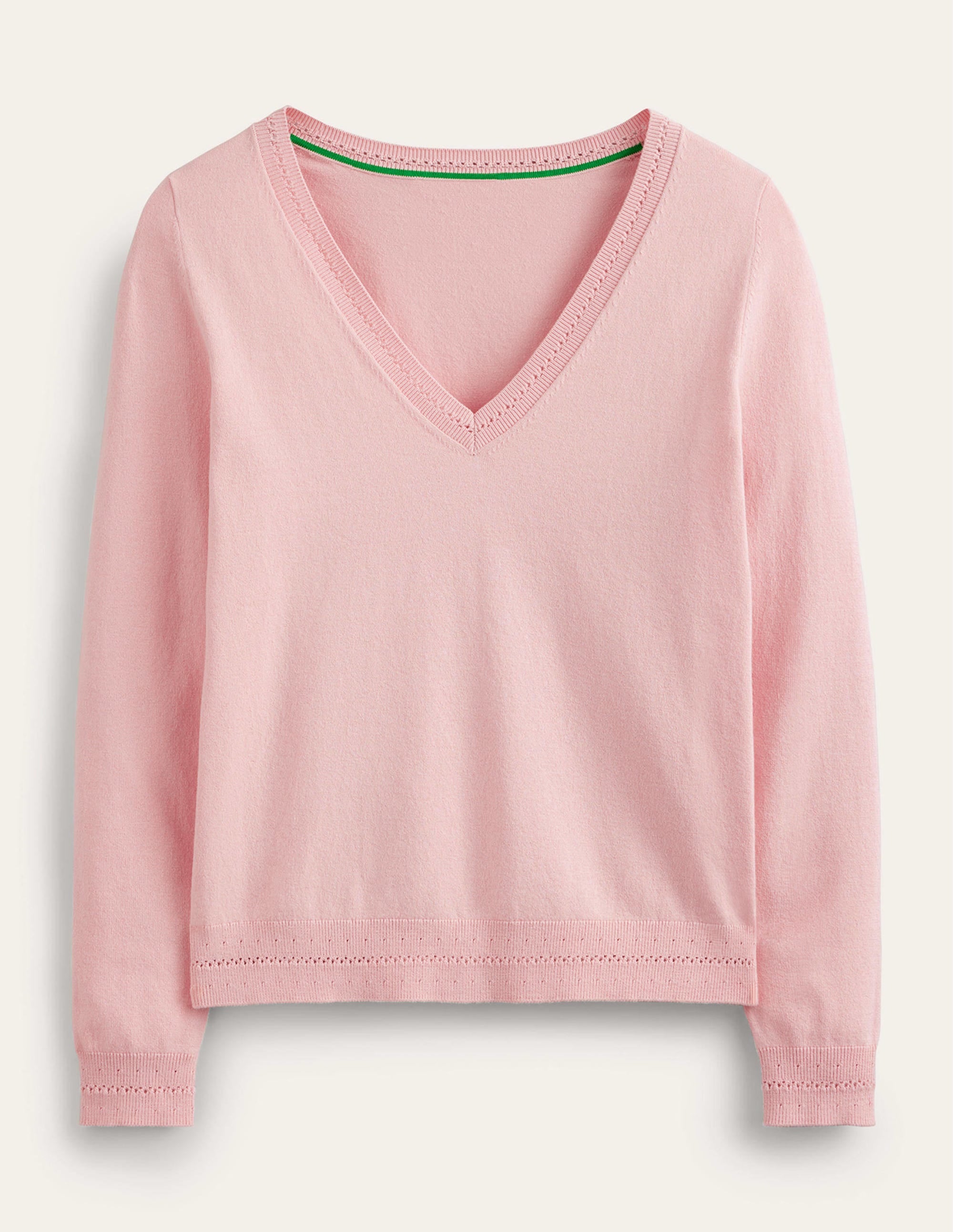 Catriona Pullover aus Baumwolle mit V-Ausschnitt-Pfirsich - Image 5