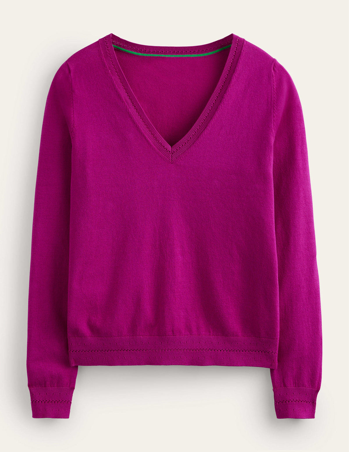 Catriona Pullover aus Baumwolle mit V-Ausschnitt-Festival-Fuchsia - Image 6