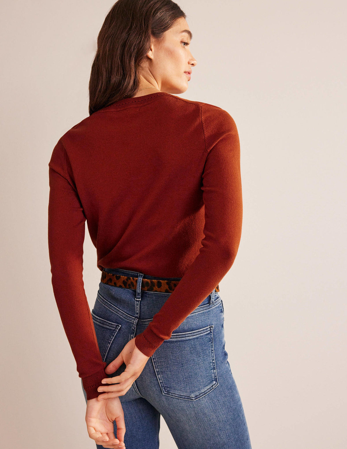Catriona Pullover aus Baumwolle mit Rundhalsausschnitt-Kastanienbraun-3